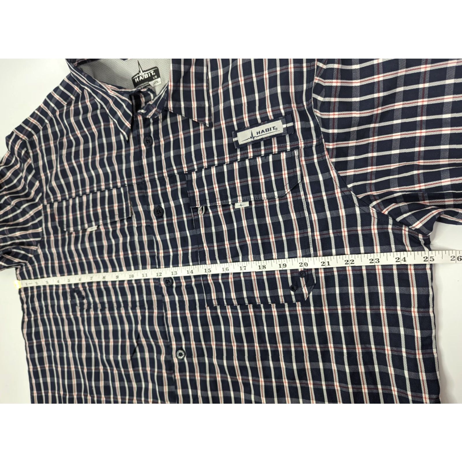 Habitat Habit Men's Vented Shirt UPF 40+ Fish Finder Peacoat Plaid L Size US L / EU 52-54 / 3 - 7 Thumbnail