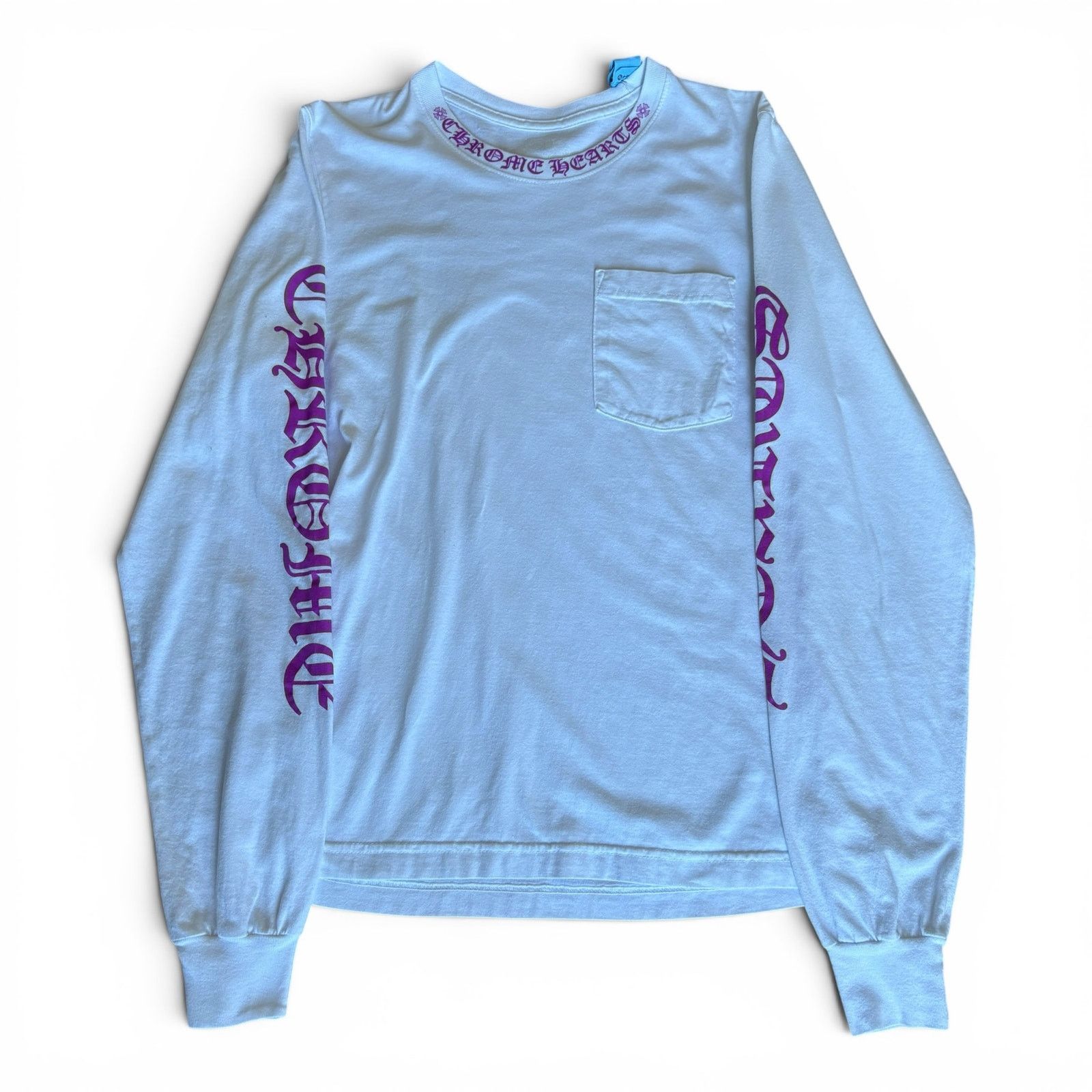 Chrome Hearts Purple Neck Letters White Long sleeve T-Shirt