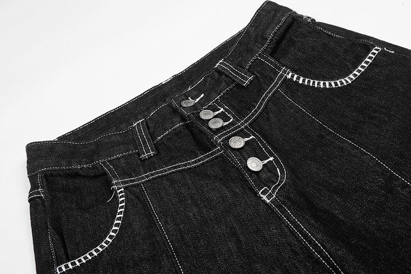 Vintage American Retro Patchwork Button-Front Denim Shorts Size US 32 / EU 48 - 3 Thumbnail
