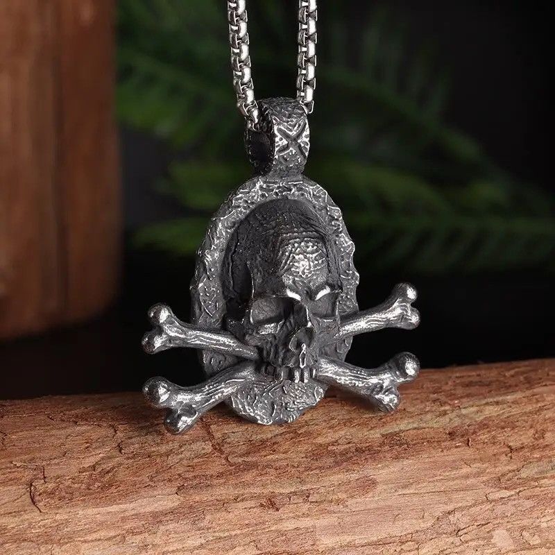 Jewelry Cross Bones Skull Pendant Necklace Size ONE SIZE - 4 Thumbnail