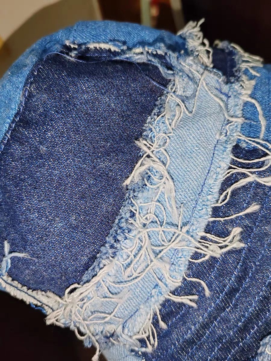 Japanese Brand Y2K retro denim patchwork distressed raw bucket hat Size ONE SIZE - 7 Thumbnail