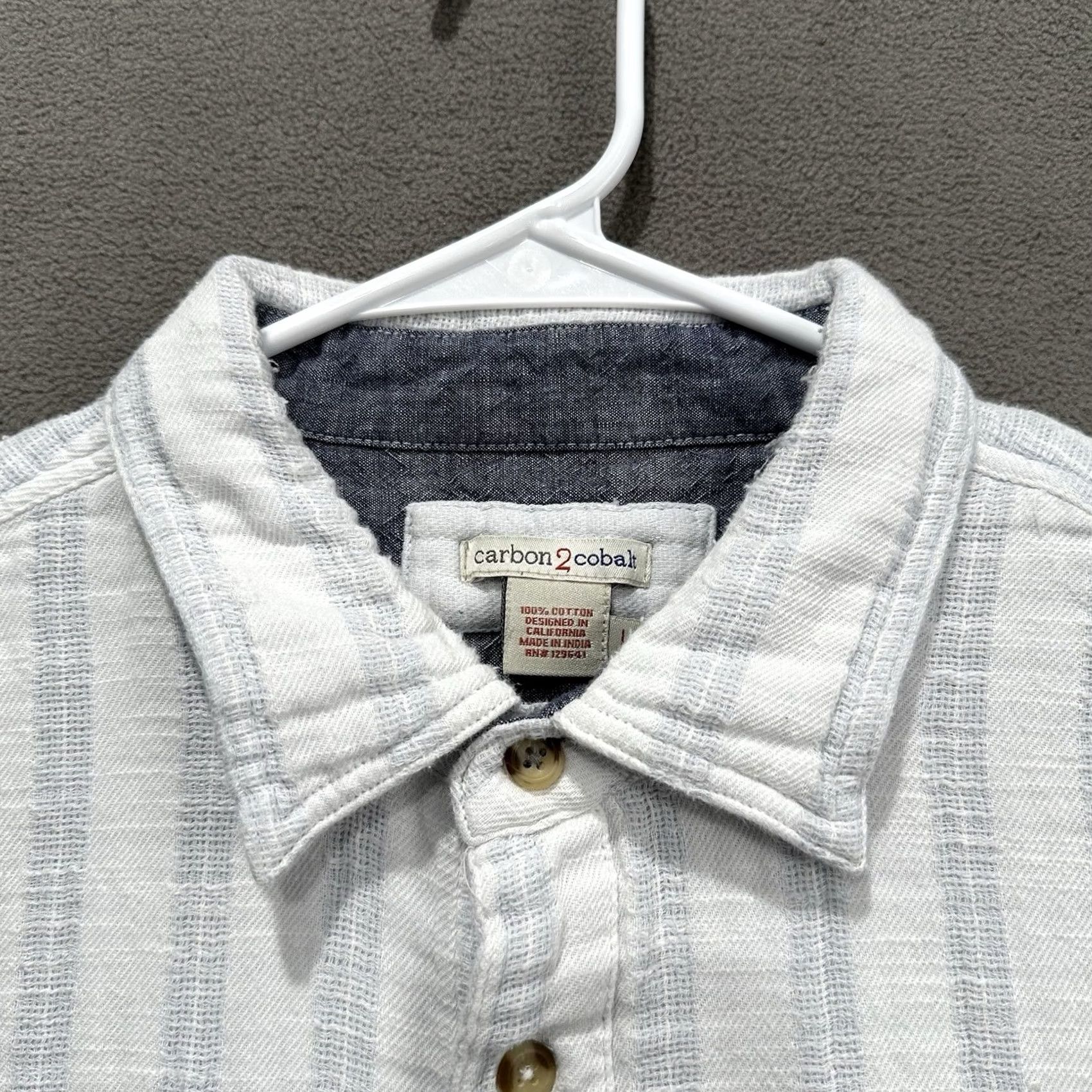 Carbon2Cobalt Carbon2Cobalt Shirt Mens L White Striped Long Sleeve Button Up GUC Size US L / EU 52-54 / 3 - 3 Thumbnail