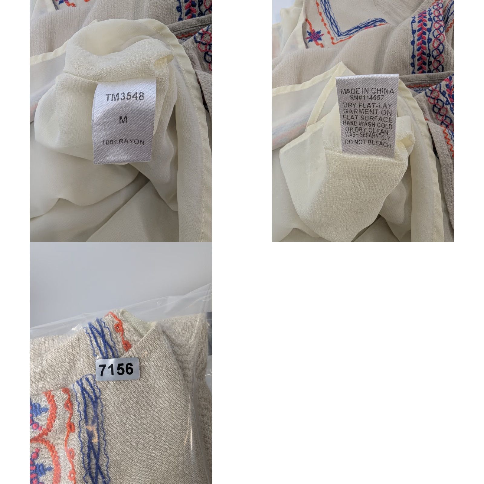 Anthropologie VINTAGE THML Anthropologie Embroidered Womens M Tunic Top Beige Shirt 3/4 Sleeve Lined Size M / US 6-8 / IT 42-44 - 8 Thumbnail