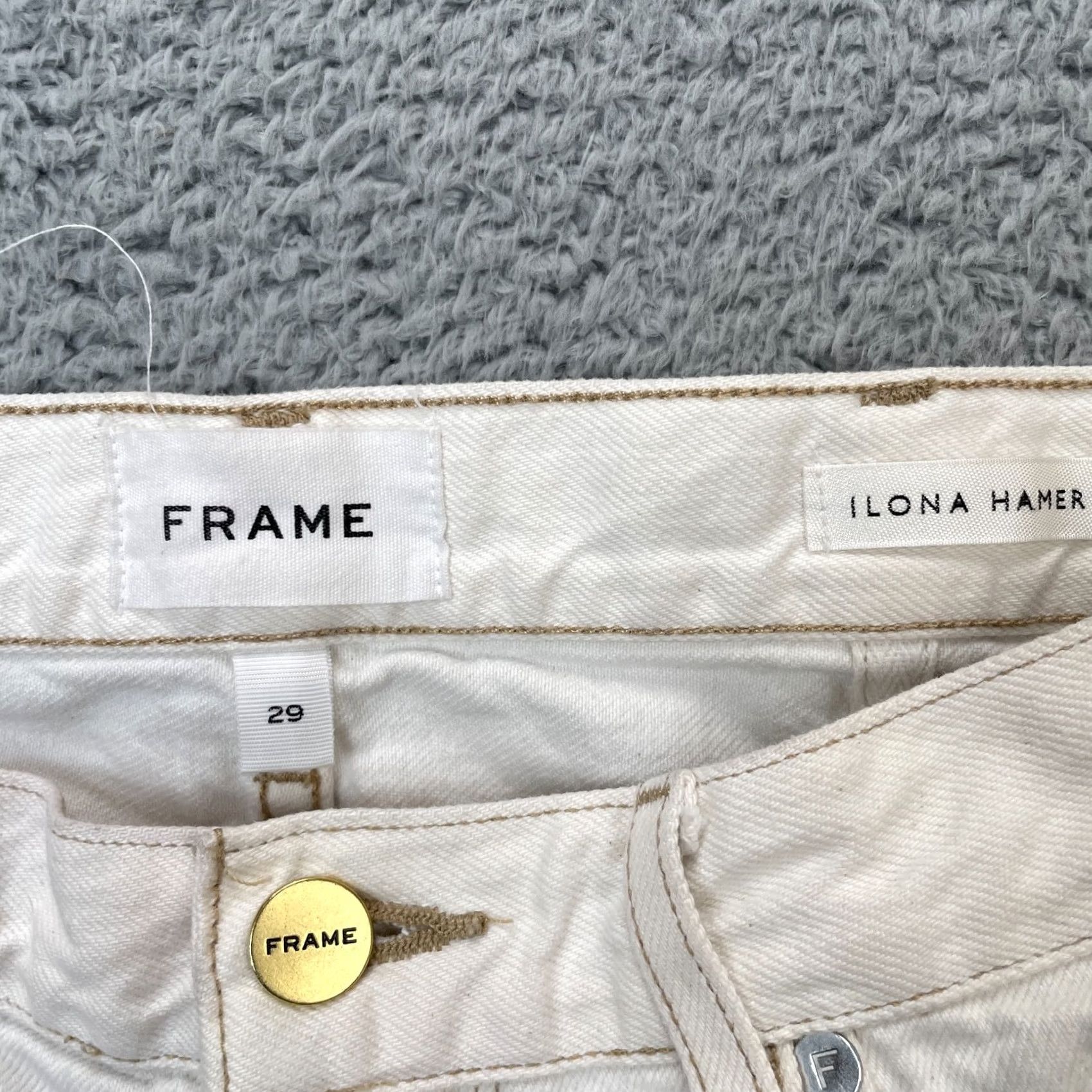 Frame Frame Jeans Womens 29 White Ilona Hamer Straight Leg Denim Cotton Light Wash Jeans Regular 5-Pocket Women Girls Mens Size 30" / US 8 / IT 44 - 3 Thumbnail