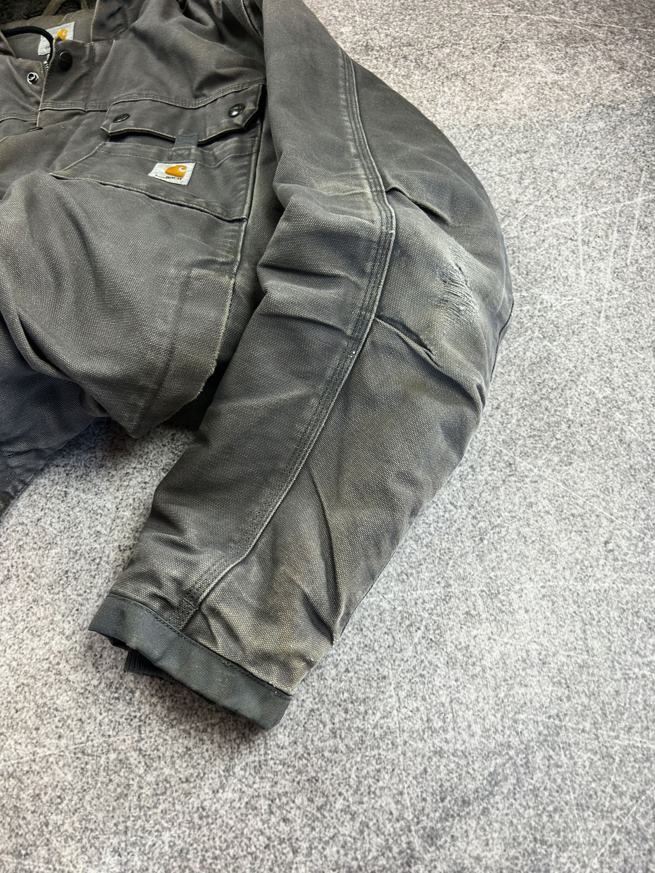 Carhartt Carhartt Hooded Duck Canvas Work Jacket Faded Distressed Size US L / EU 52-54 / 3 - 7 Thumbnail