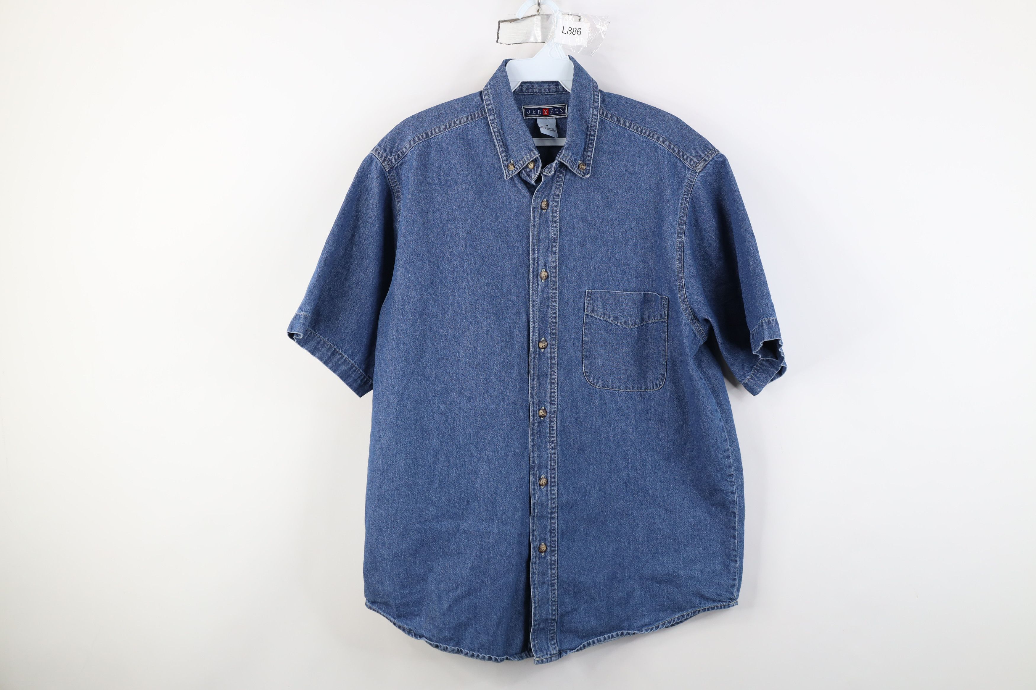 Vintage Vintage 90s Streetwear Short Sleeve Jean Button Down Shirt Size US M / EU 48-50 / 2 - 1 Thumbnail