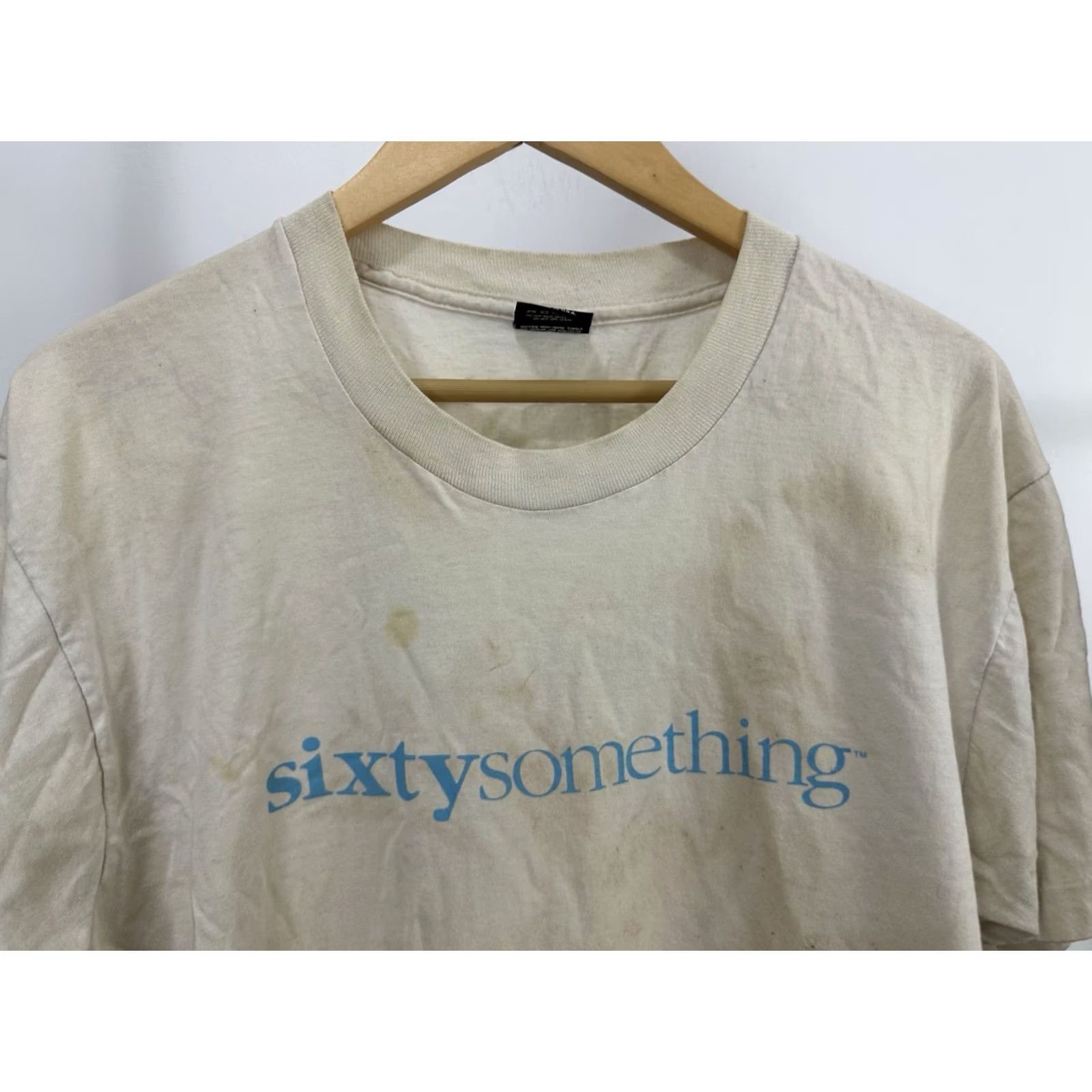 Vintage VTG 90s Sixty Something Novelty Single Stitch Birthday Age T-Shirt Size XL Shirt Mens Cream Size US XL / EU 56 / 4 - 4 Thumbnail