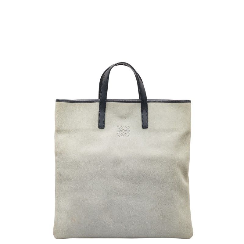 image of Loewe Suede Anagram Handle Bag in White, Women's