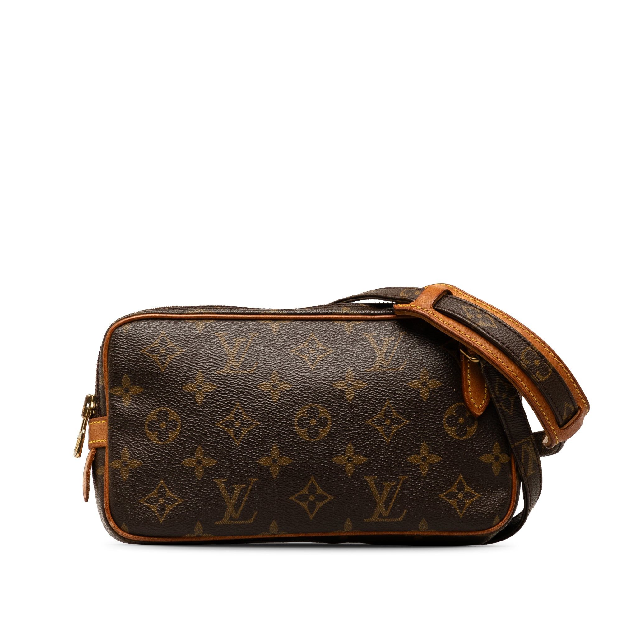 image of Louis Vuitton Monogram Pochette Marly Bandouliere Crossbody Bag in Brown, Women's