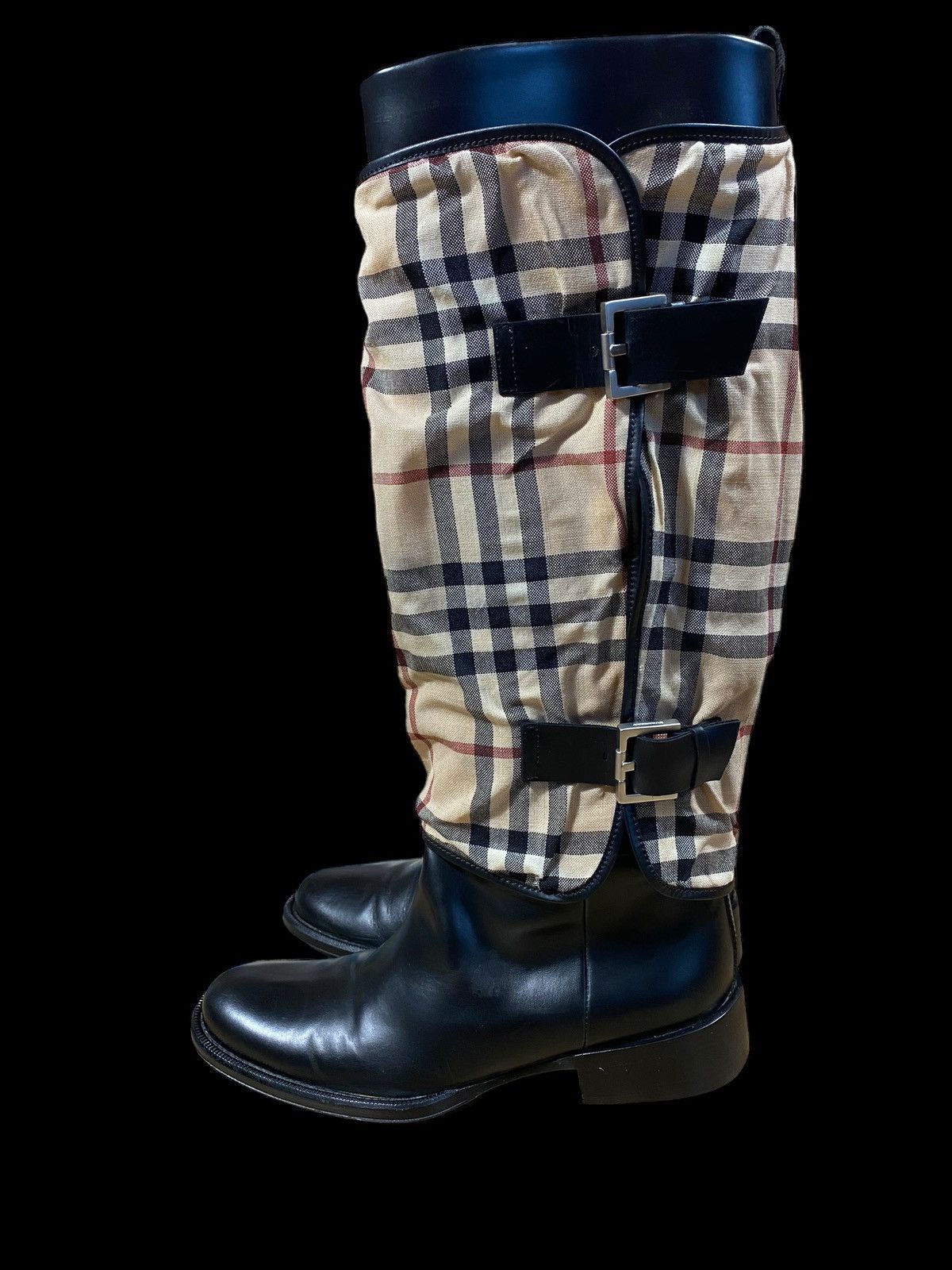 Burberry × Vintage Y2K Burberry Novacheck Buckle Riding Boots Size 37.5 Size US 7.5 / IT 37.5 - 7 Thumbnail