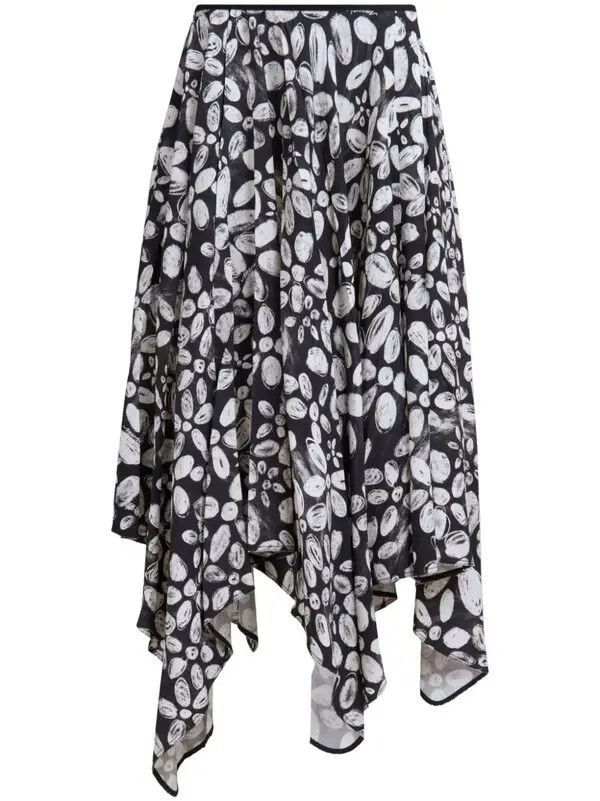 o1w1db11125 Floral-Print Midi Skirt in Black