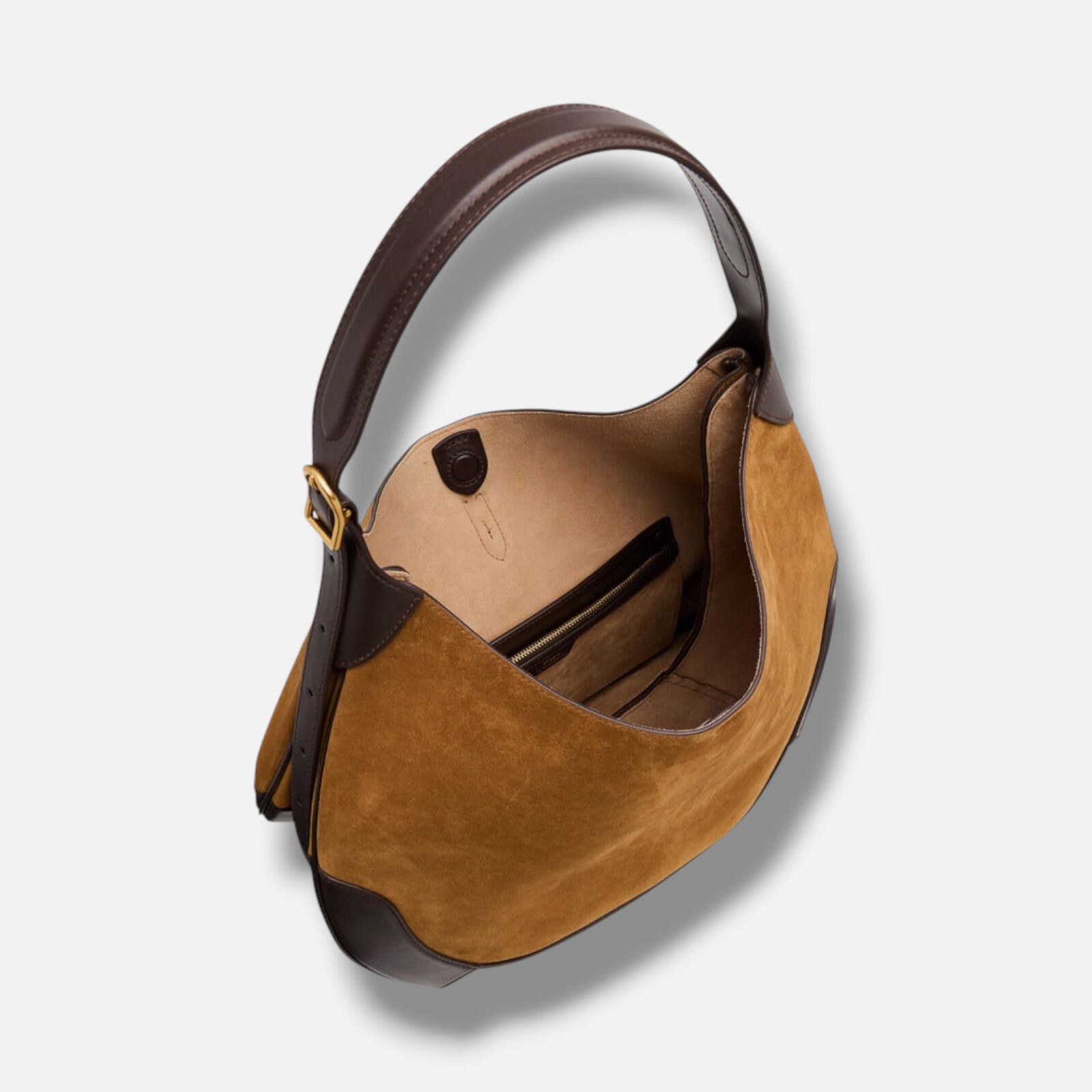 Polo Ralph Lauren Polo ID Ralph Lauren Women's Brown Suede Large Shoulder Bag Size ONE SIZE - 2 Thumbnail