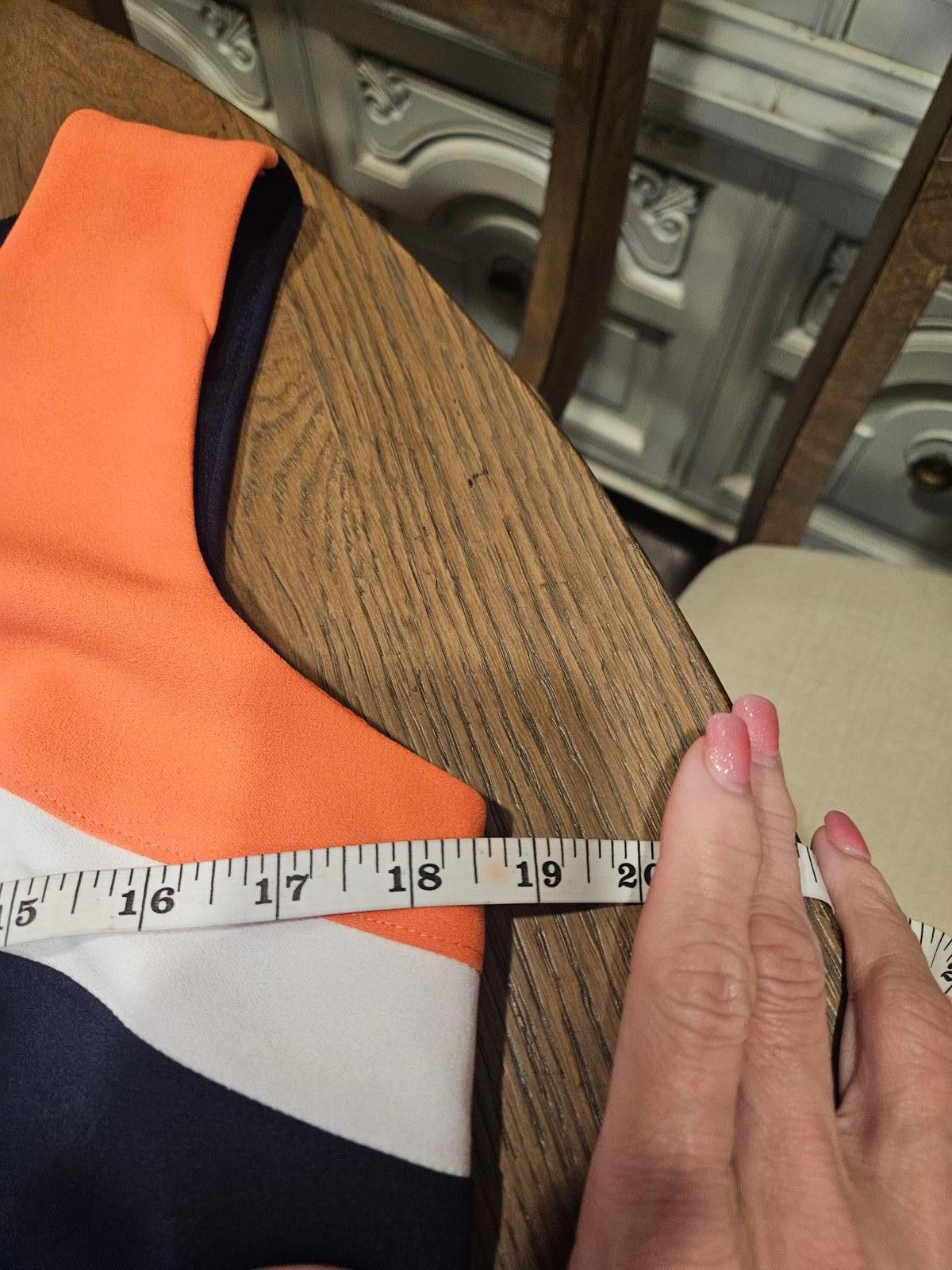 Designer Connected Apparel Color-Block Shift Dress - Navy & Coral Size M / US 6-8 / IT 42-44 - 4 Thumbnail