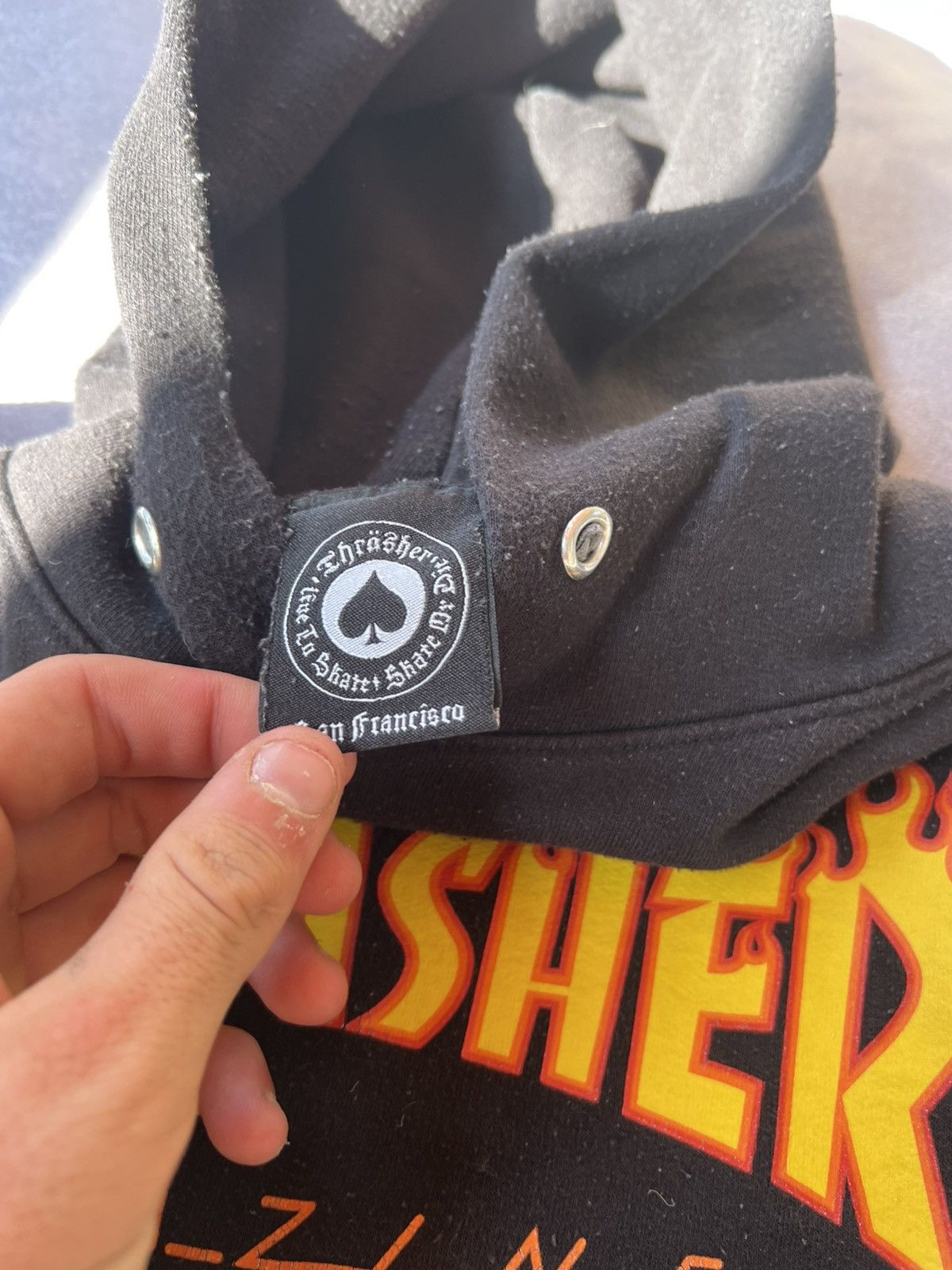 Thrasher Vintage Thrasher Hoodie Black Logo White Retro Y2K Drill Size US M / EU 48-50 / 2 - 6 Thumbnail