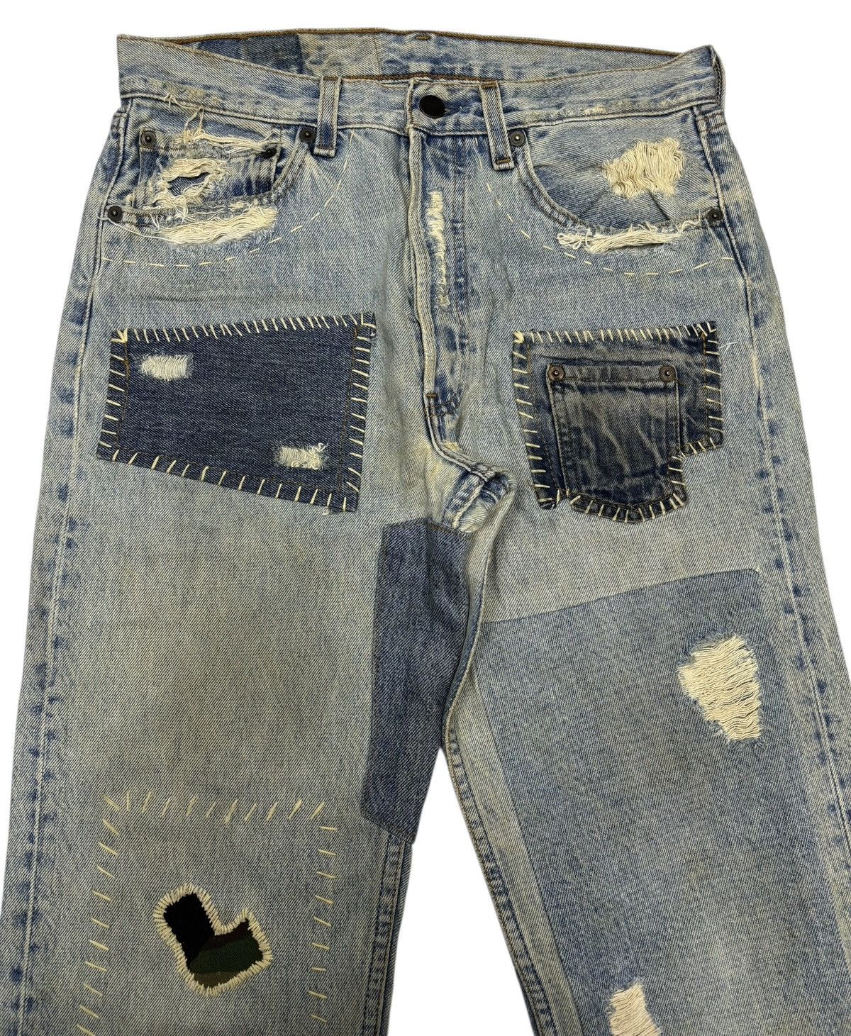 Kapital GRAIL Levis 501 Boro Sashiko Custom Distressed Denim Jeans Size US 30 / EU 46 - 4 Thumbnail