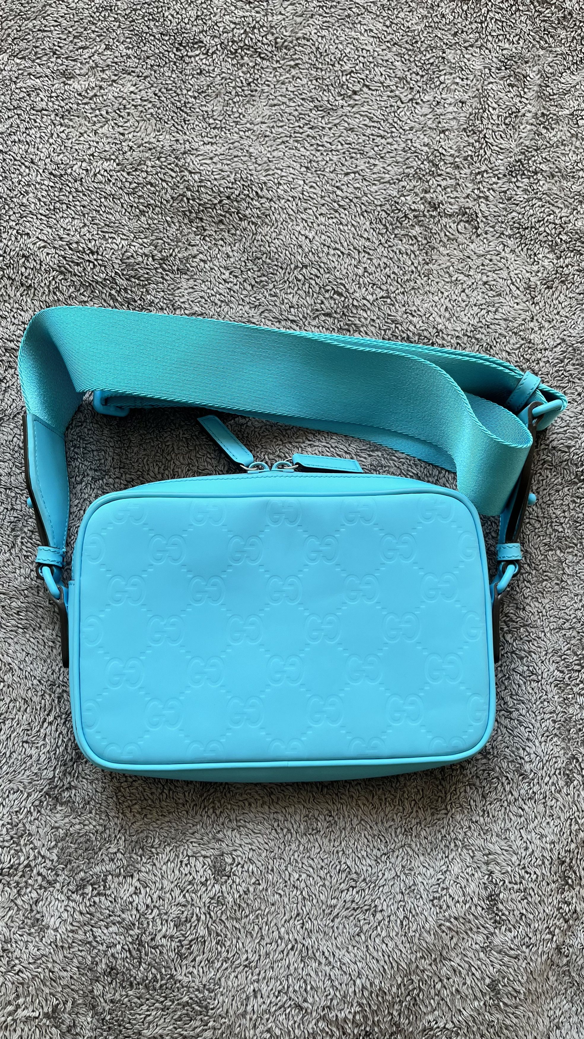 Gucci Gucci Front Zip GG Rubber Effect Bag – Light Blue Size ONE SIZE - 2 Thumbnail