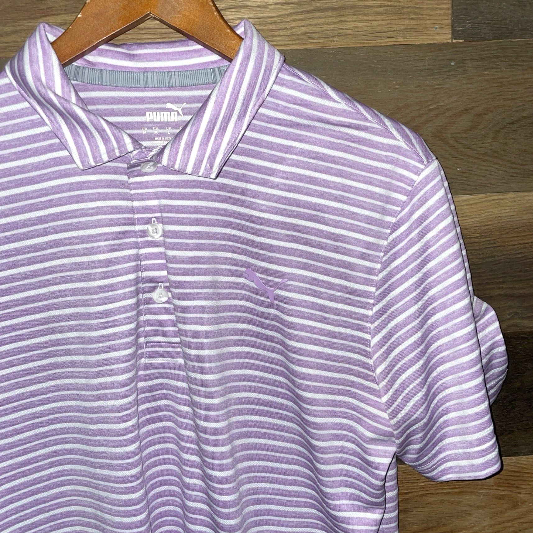 Puma PUMA Polo Shirt Mens Size M Purple Striped Polo Shirt Mens Medium Purple Striped Polo Shirt Mens Size US M / EU 48-50 / 2 - 2 Thumbnail