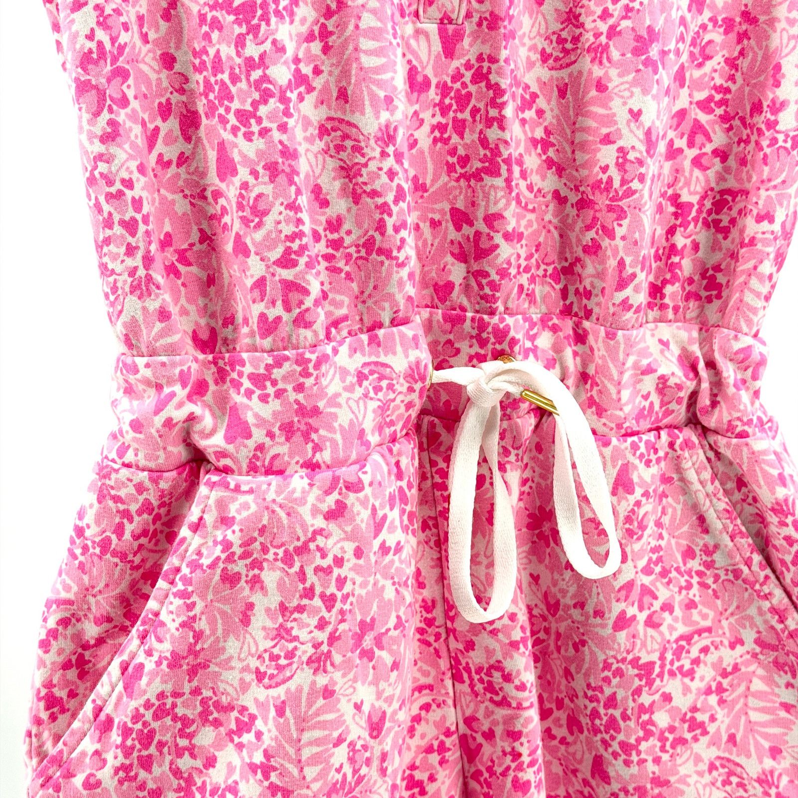 Lilly Pulitzer Lilly Pulitzer Pink Floral Heart Print Jersey Knit Romper Size 27" / US 4 / IT 40 - 4 Thumbnail