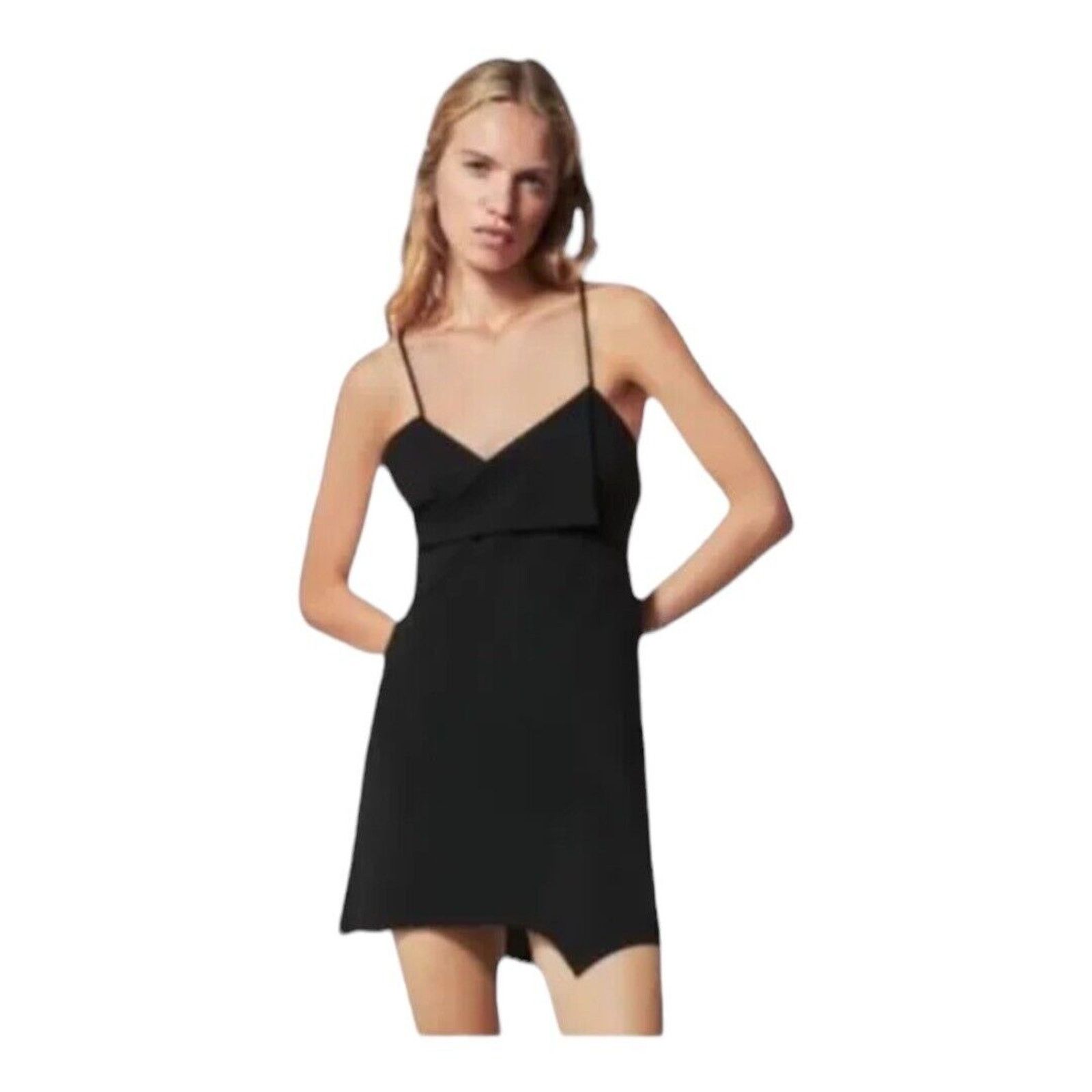 Zara ZARA Surplice Black Dress Size S / US 4 / IT 40 - 1 Thumbnail