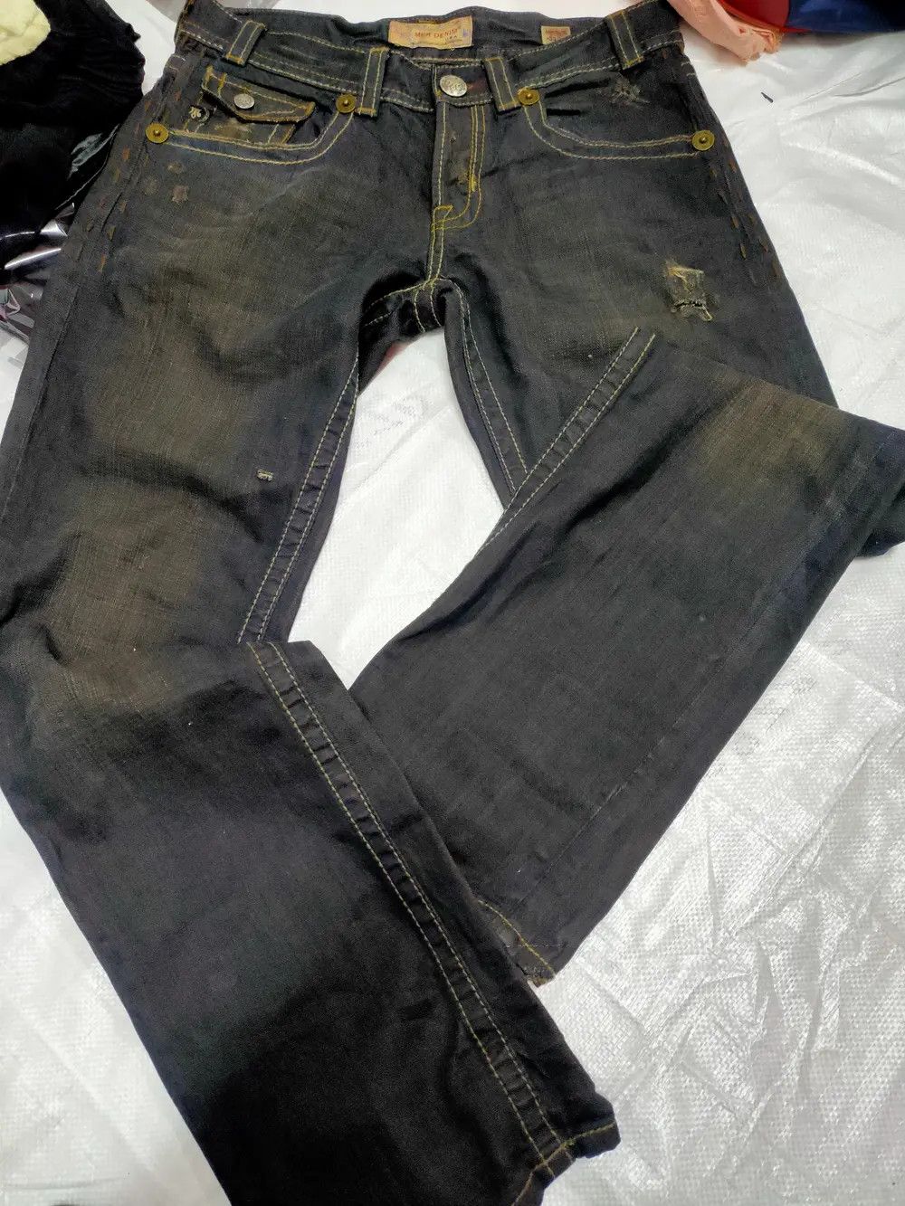 MEK Mek japanese distressed low waist denim Size US 33 - 13 Thumbnail