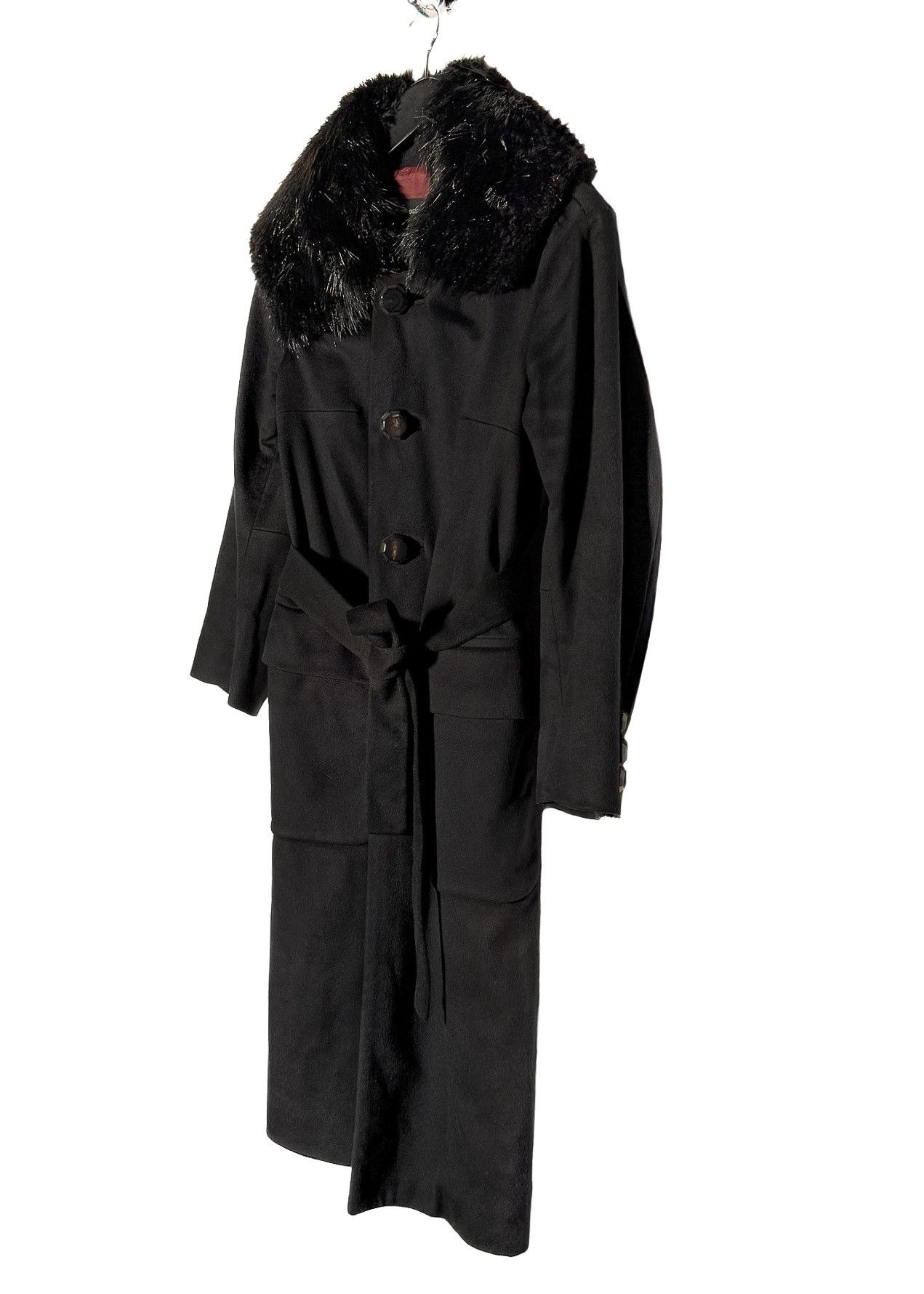 Dsquared2 Dsquared2 Black Wool Blend Beaver Fur Collar Belted Coat Size M / US 6-8 / IT 42-44 - 2 Thumbnail