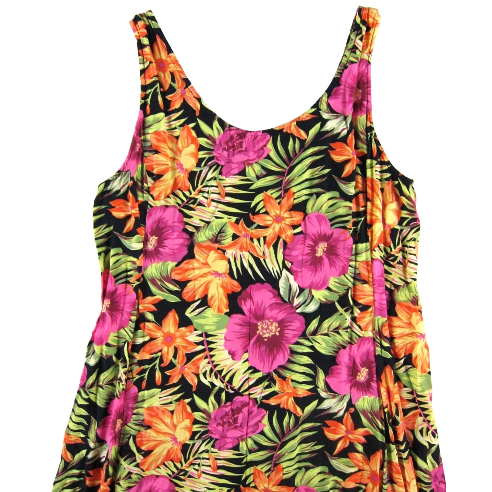 Express VTG Express Rayon Pink Maxi Floral Hawaiian Long Tank Dress 13/14 Womens Size XL / US 12-14 / IT 48-50 - 4 Thumbnail