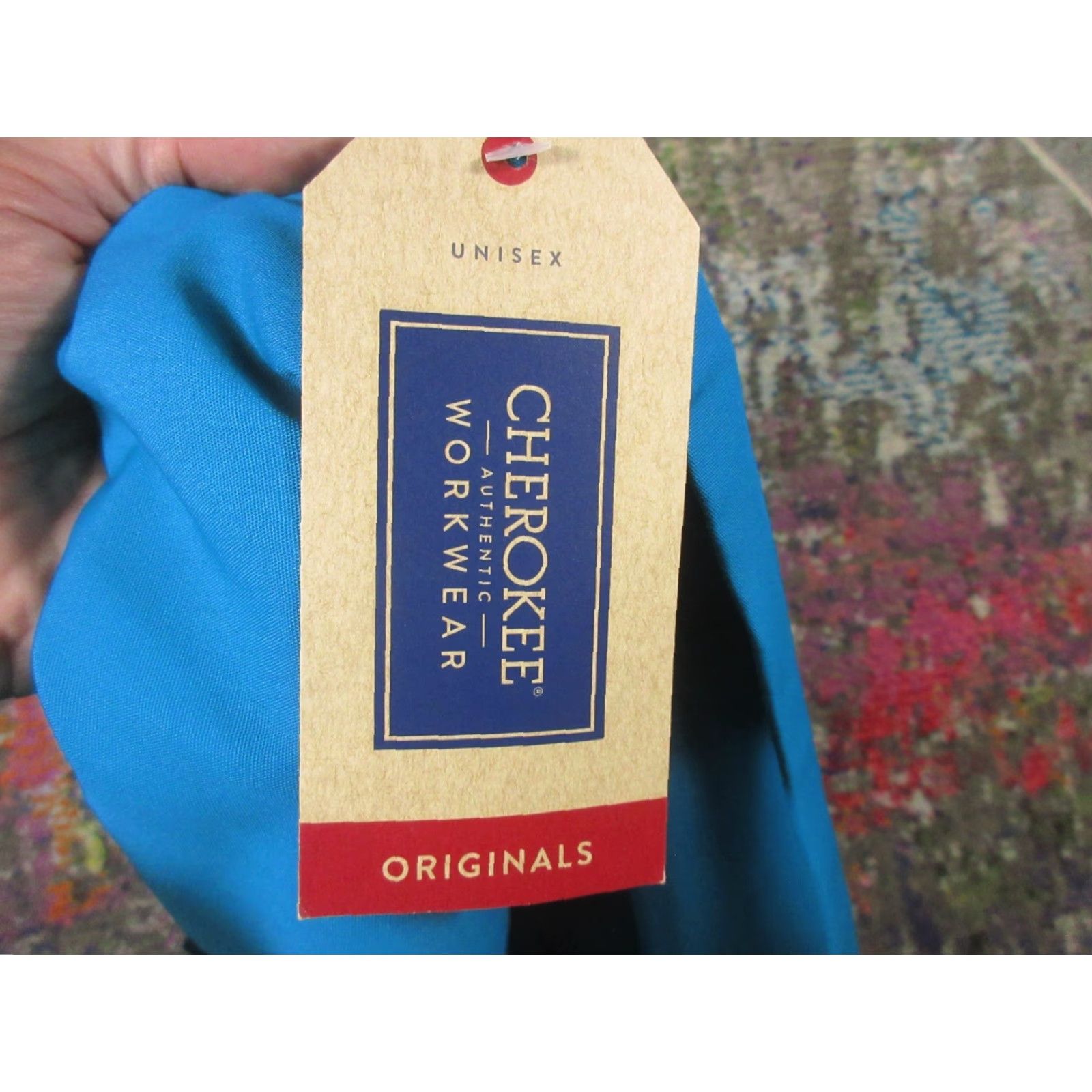 Cherokee VINTAGE Cherokee Workwear Scrub Pants Unisex NEW Adult L Teal Blue Solid Cotton Blend Mens Womens Size US 33 - 7 Thumbnail
