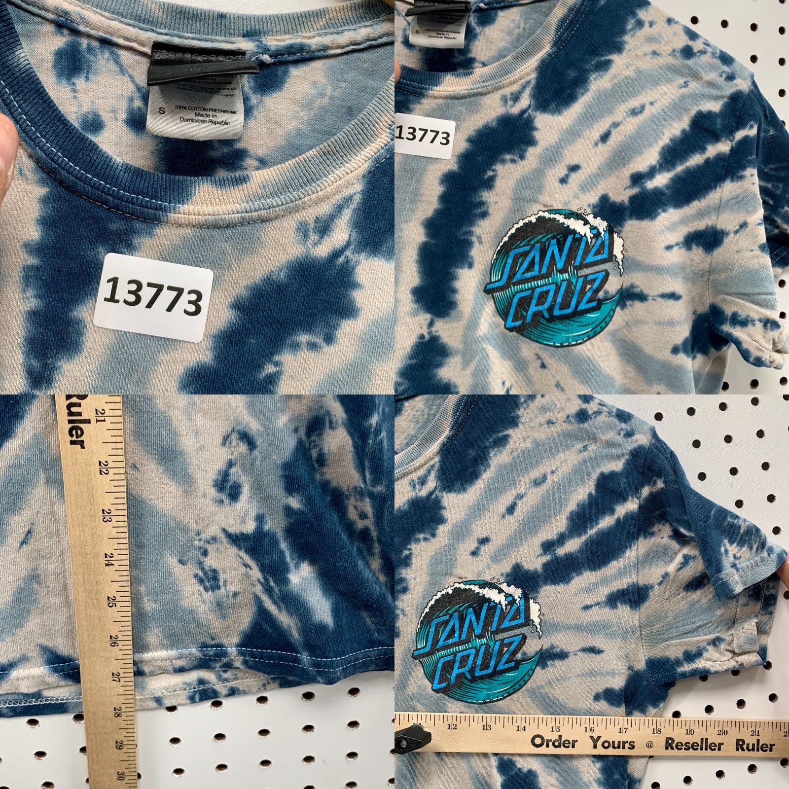 Vintage Santa Cruz Tie Dye Shirt Adult Small Short Sleeve Gray Black Blue Graphic Mens Size US S / EU 44-46 / 1 - 8 Thumbnail