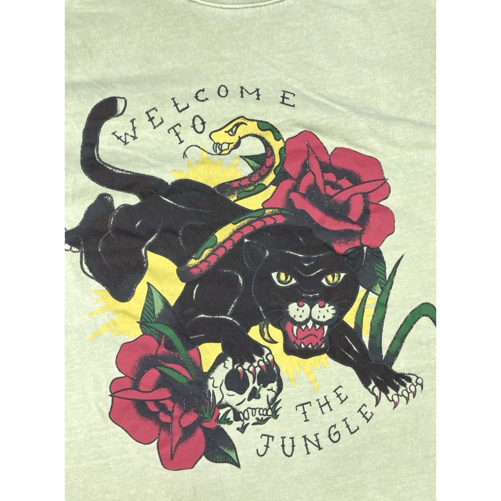 Vintage Guns N Roses T-Shirt Women Small Green Short Sleeve Crew Neck Relaxed Oversized Graphic 90s Theme Casual Shirt Size S / US 4 / IT 40 - 2 Thumbnail