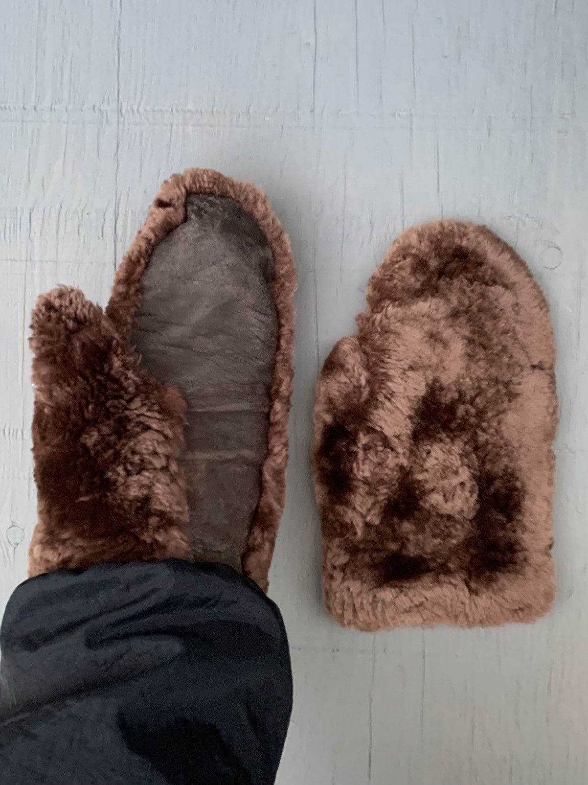 Genuine Leather × Vintage Vintage Fur Mittens Antique Sheared Beaver Bear Gauntlets 40 Size ONE SIZE - 8 Thumbnail