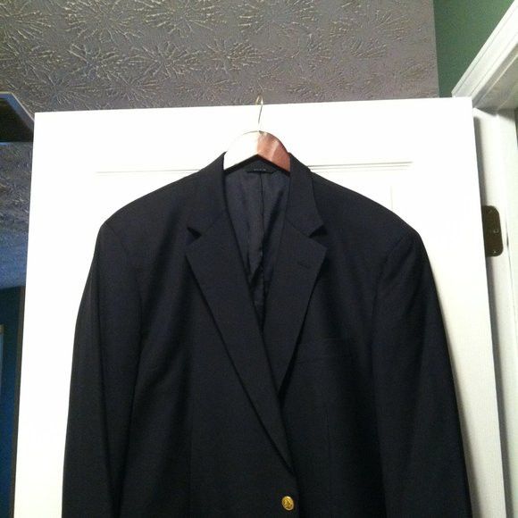 Brooks Brothers BROOKS BROTHERS MENS NAVY WOOL SPORT JACKET COAT BLAZER 48L Size 48L - 2 Thumbnail