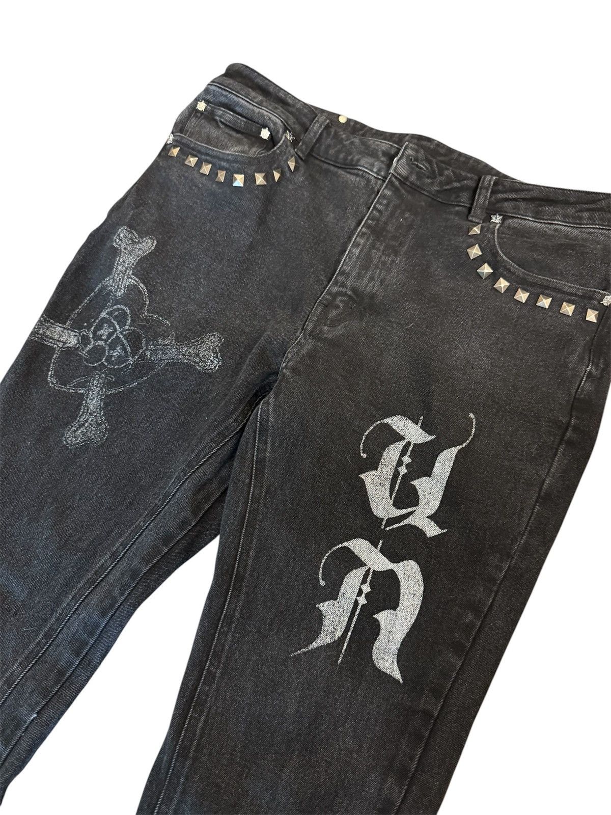 Ed Hardy × Glo Gang × Unknown London Ed Hardy x Chief Keef Flared Jeans Size US 34 / EU 50 - 4 Thumbnail