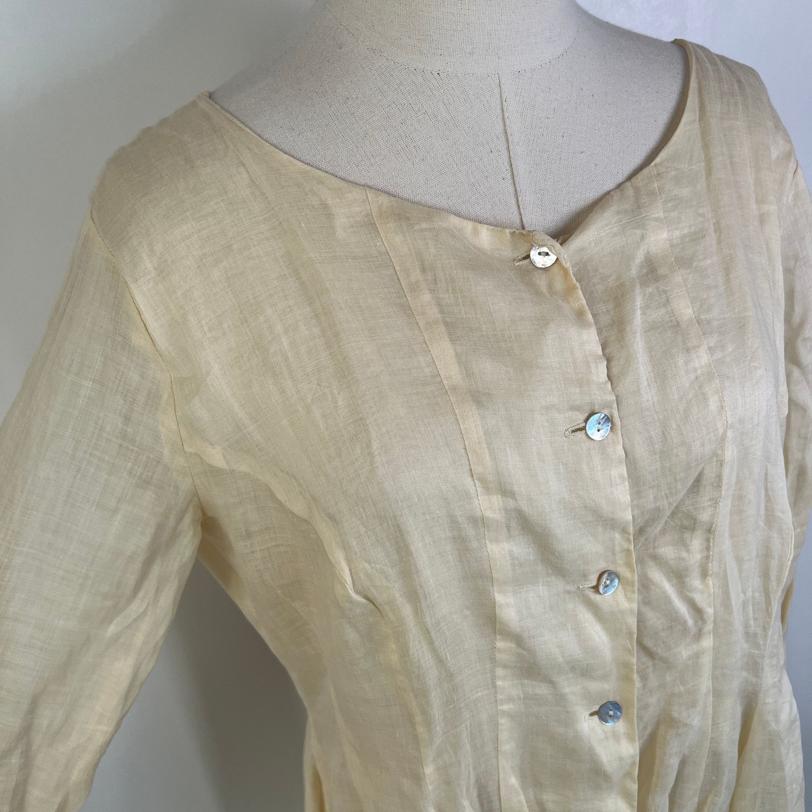 Other Elm Design Ivory Ramie Dress Long Sleeves Size S / US 4 / IT 40 - 2 Thumbnail
