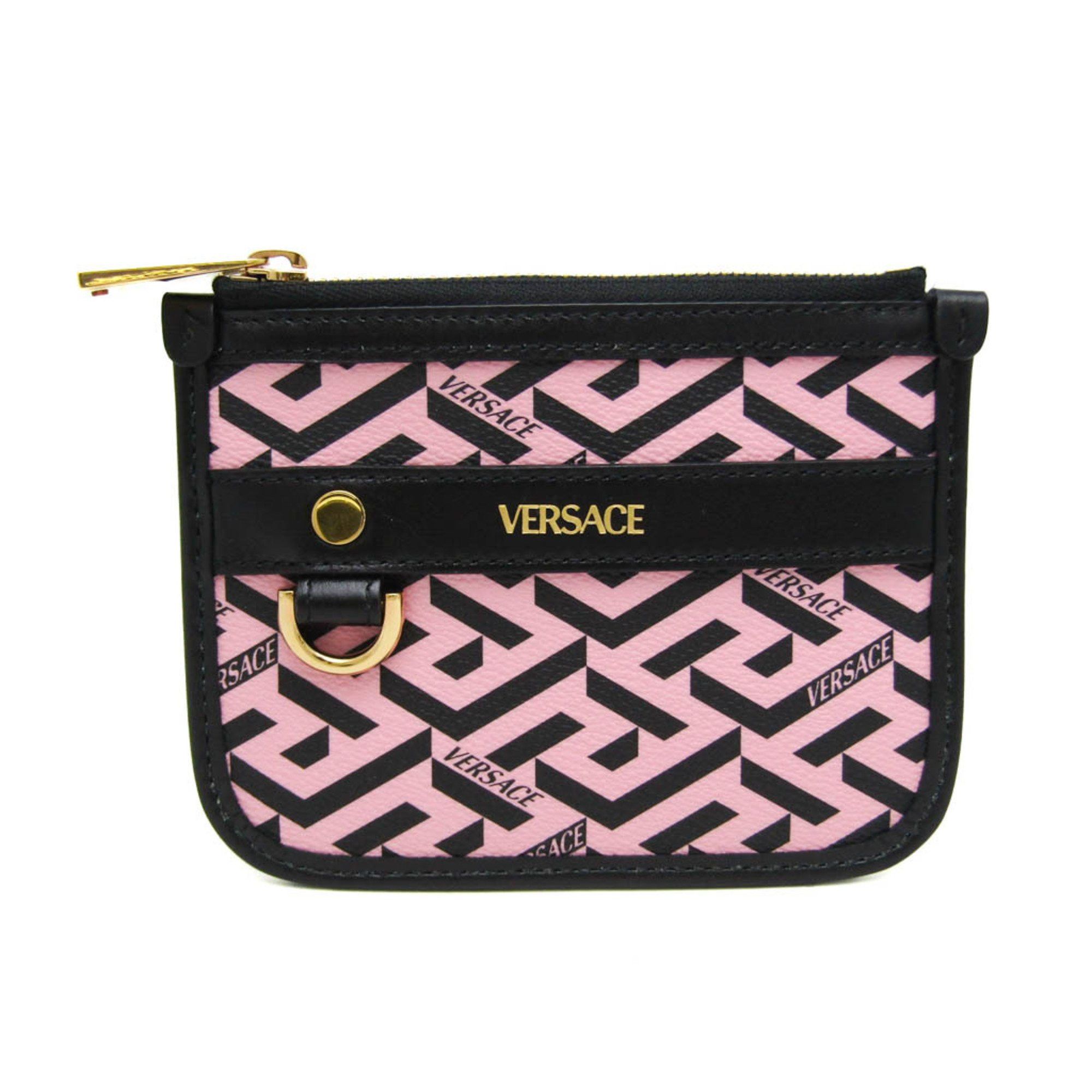 Versace Versace La Greca Women's Leather,PVC Pouch Black,Pink Size ONE SIZE - 1 Thumbnail