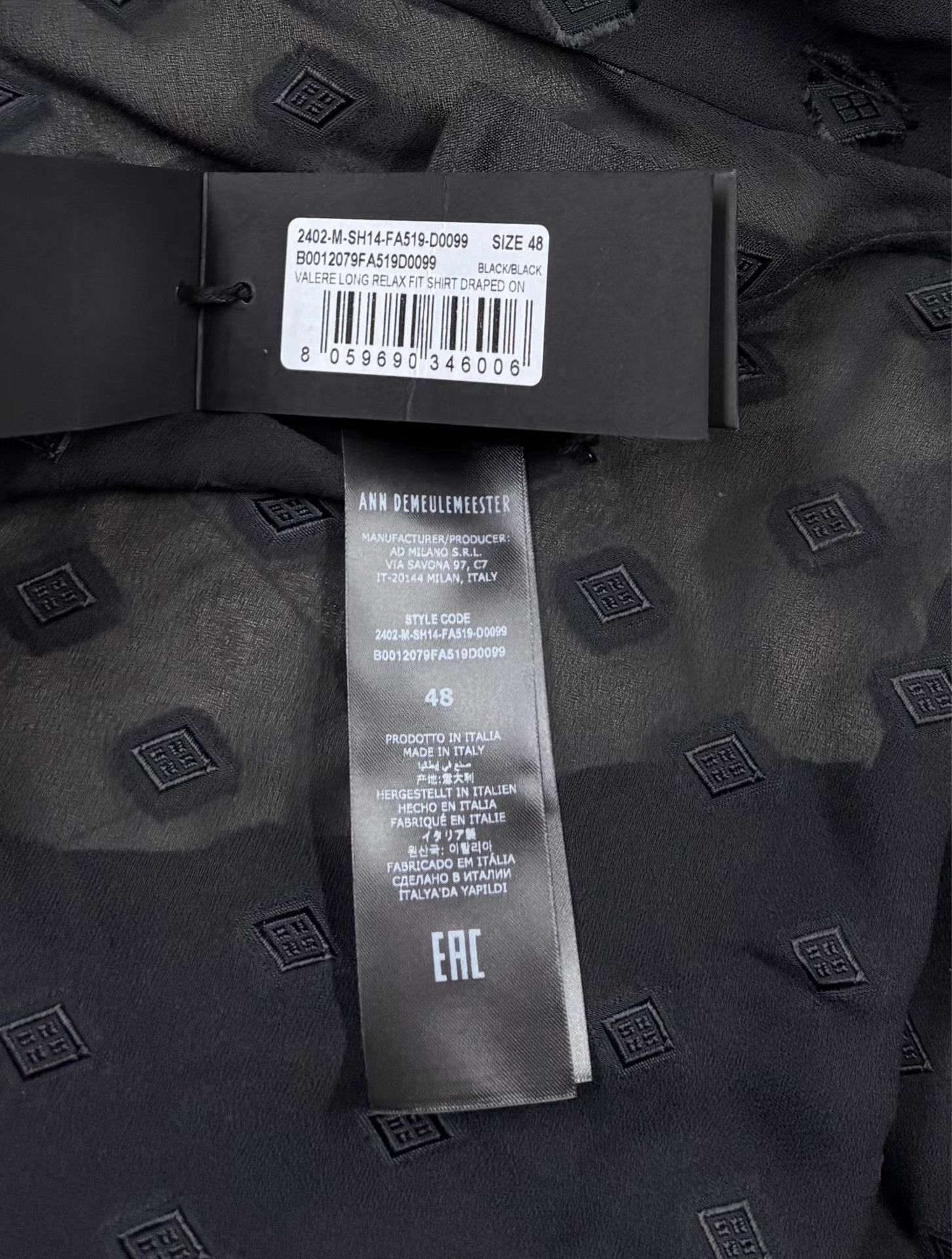 Ann Demeulemeester Black Diamond Pattern Long Sleeve Button-Up Shirt Size US M / EU 48-50 / 2 - 5 Thumbnail