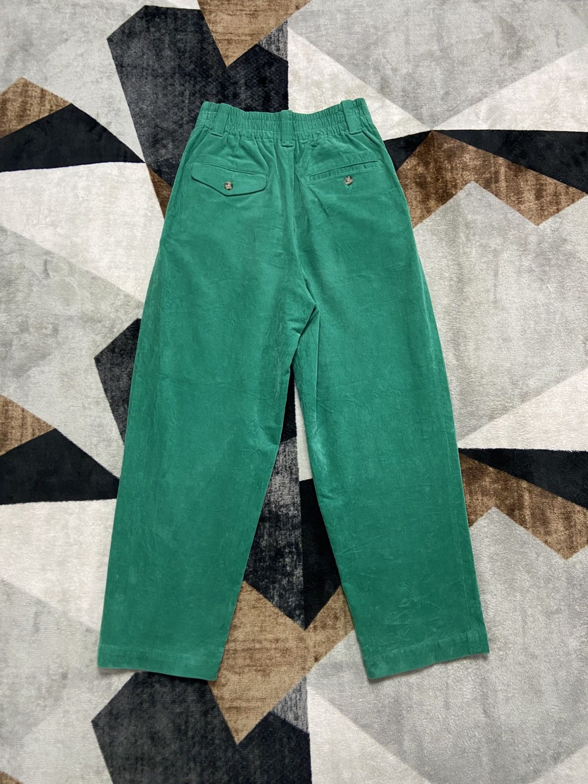 Marni × Uniqlo Marni x Uniqlo Green Corduroy High Waist Pleated Trousers Size 28" / US 6 / IT 42 - 5 Thumbnail
