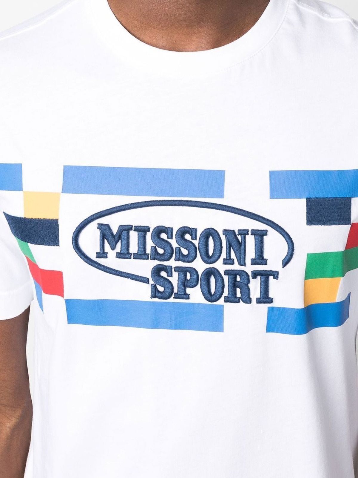 Missoni o1y0225 Logo Crewneck T-Shirt in White Size US XXL / EU 58 / 5 - 2 Thumbnail