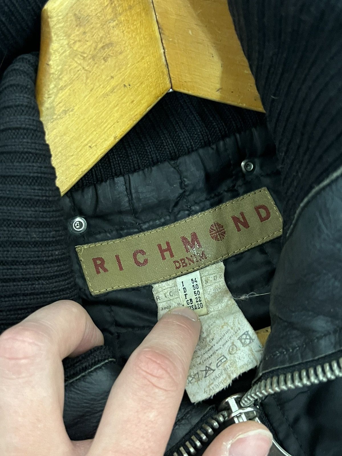 John Richmond × Vintage 90's John Richmond Denim Japan Style Nylon Leather Jacket Size US L / EU 52-54 / 3 - 10 Thumbnail