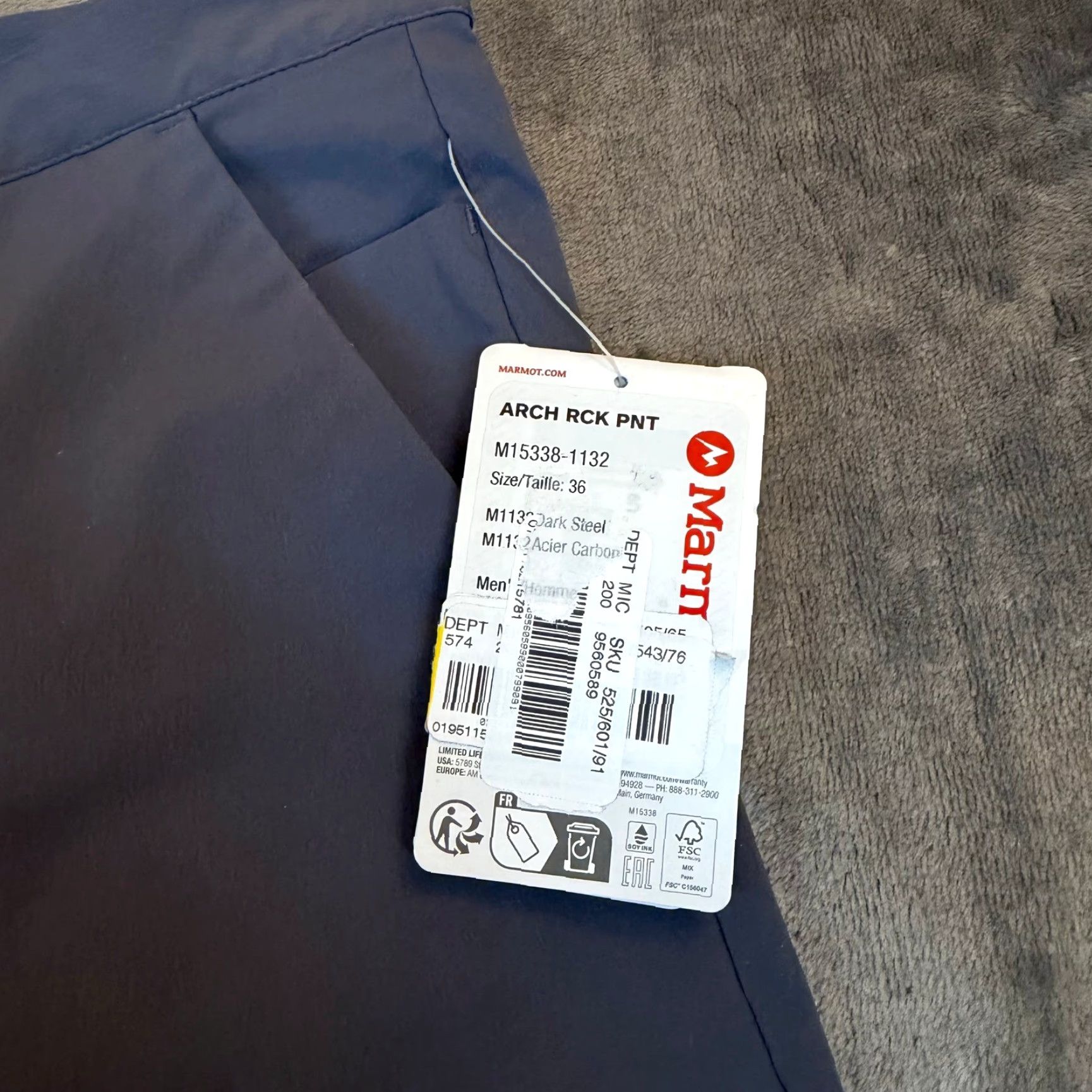 Marmot VINTAGE Marmot Arch Rock Pants Mens 36 Dark Steel Grey Hiking Outdoor M15338-1132 NWT Size US 36 / EU 52 - 3 Thumbnail