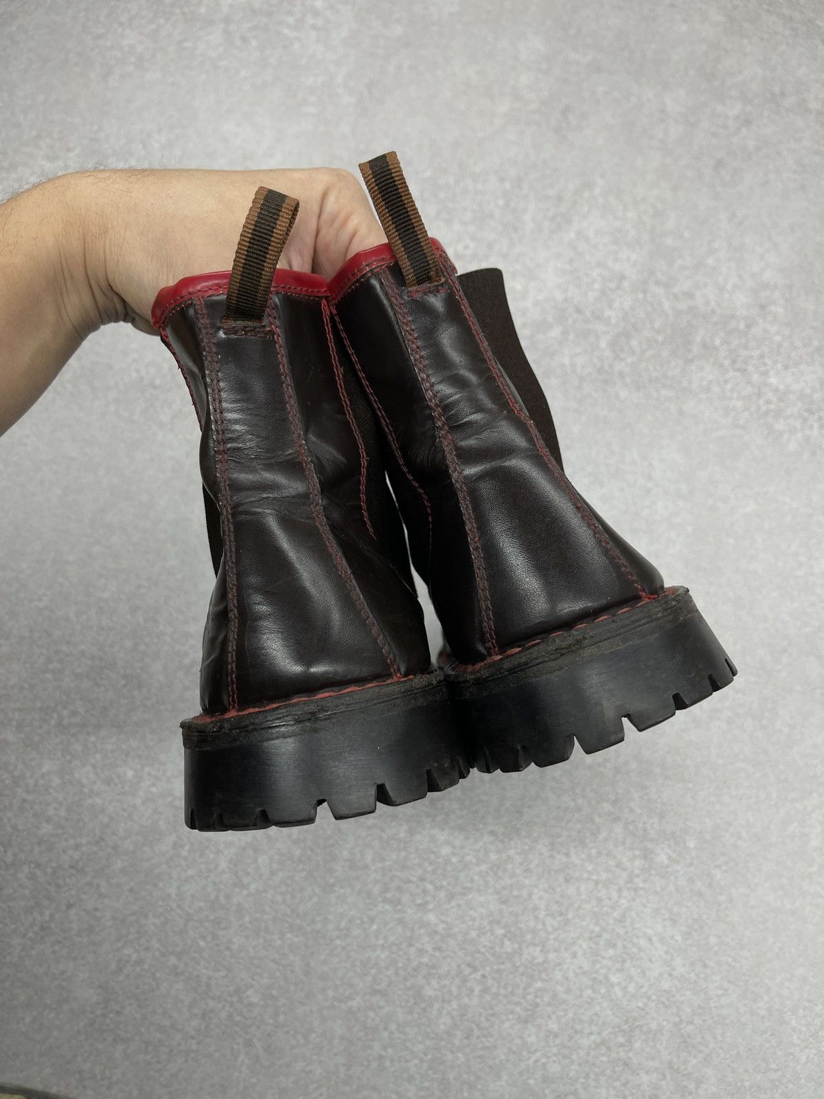 Miu Miu Vintage Womens Miu Miu Brown Red Seams Ankle Leather Boots Size US 9 / IT 39 - 7 Thumbnail