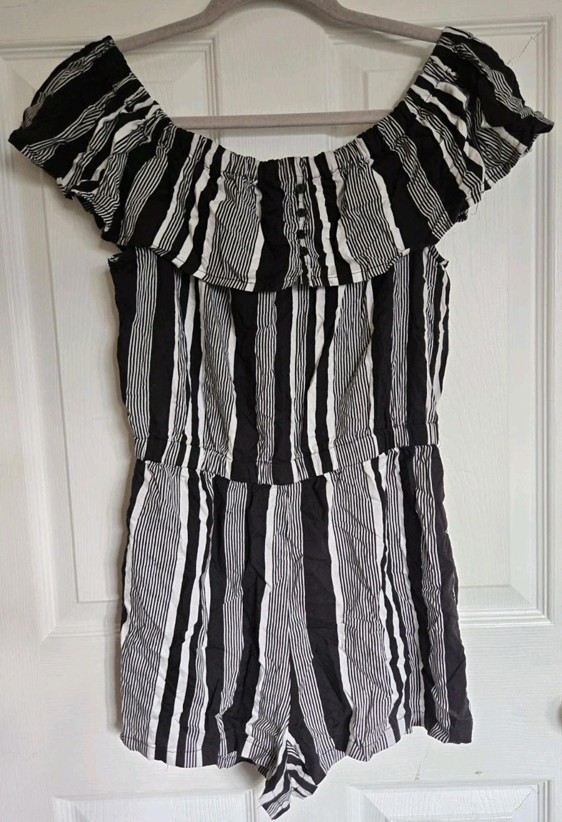 Other Derek Heart Romper Juniors Large L Black White Vertical Stri Size 36" / US 14 / IT 50 - 3 Thumbnail
