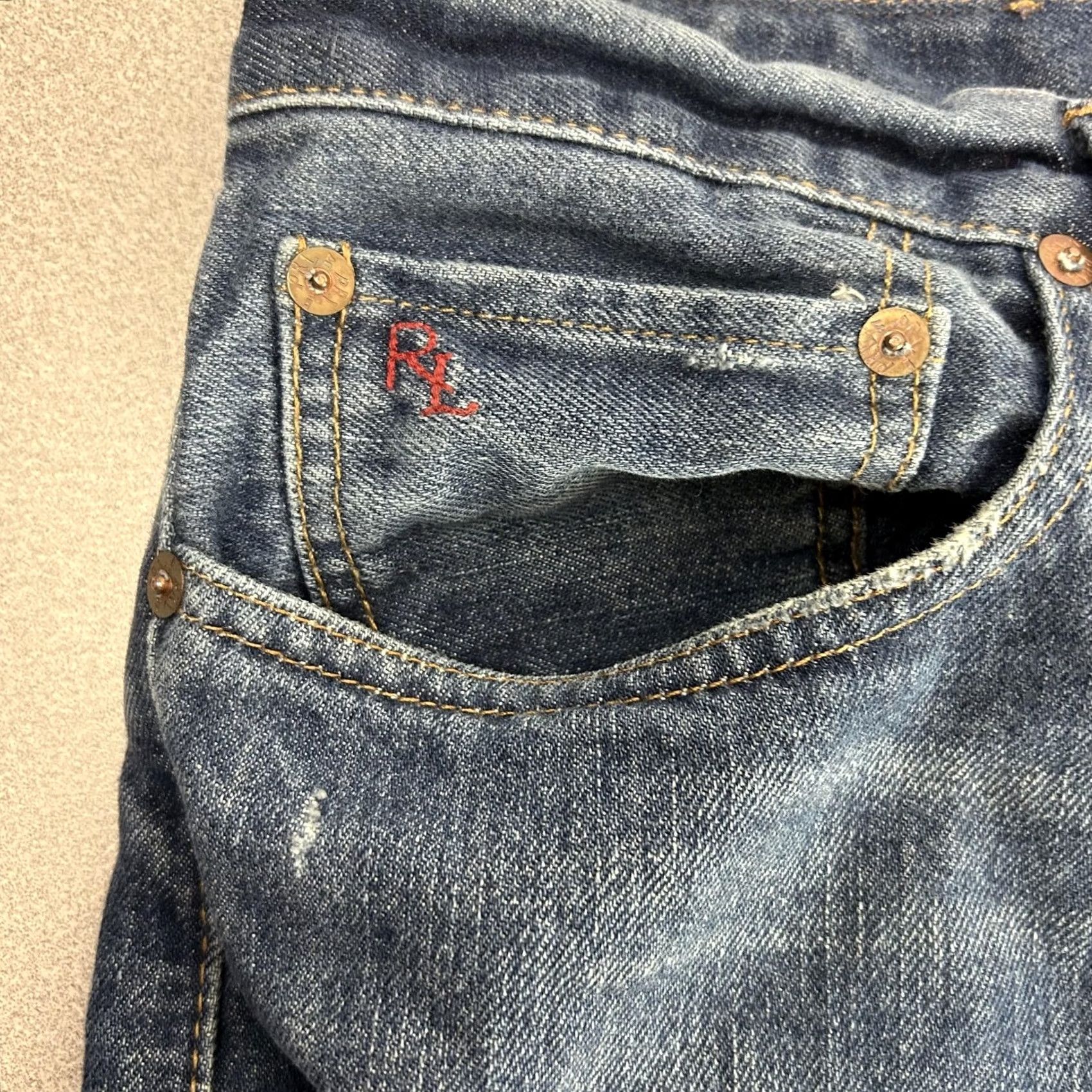 Polo Ralph Lauren VINTAGE? No. Polo Ralph Lauren Jeans Mens 34x30 Stratford Slim Fit Straight Denim Distressed Size US S / EU 44-46 / 1 - 4 Thumbnail