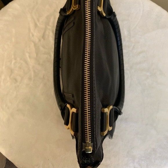 Chloe CHLOE Marcie Medium Black Textured Leader Shoulder Bag Size ONE SIZE - 8 Thumbnail