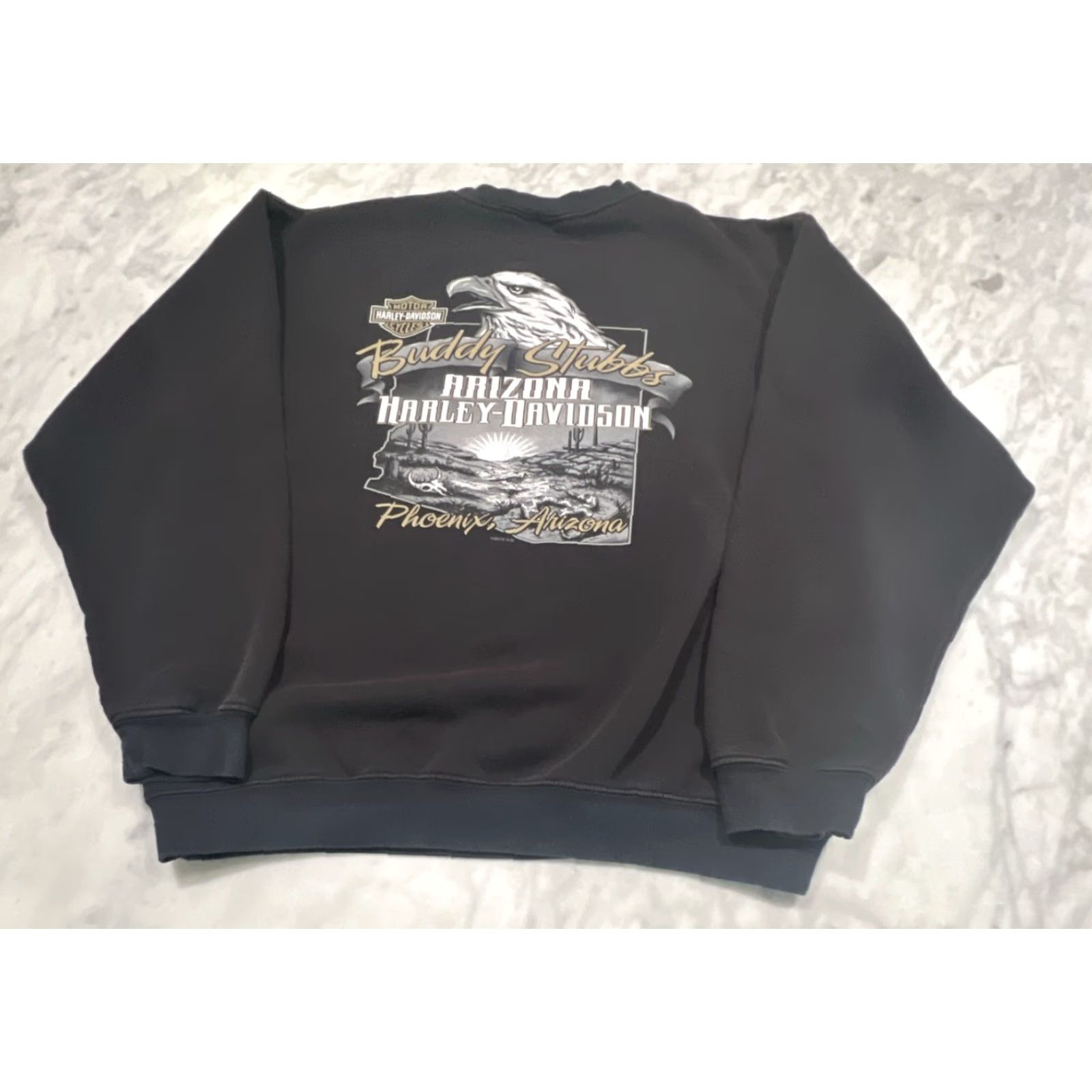 Harley Davidson Harley-Davidson Sweatshirt Men XL Black Phoenix AZ Flames Ride Hard Graphic Print Crew Neck Biker Motorcycle Pullover Size US XL / EU 56 / 4 - 2 Thumbnail