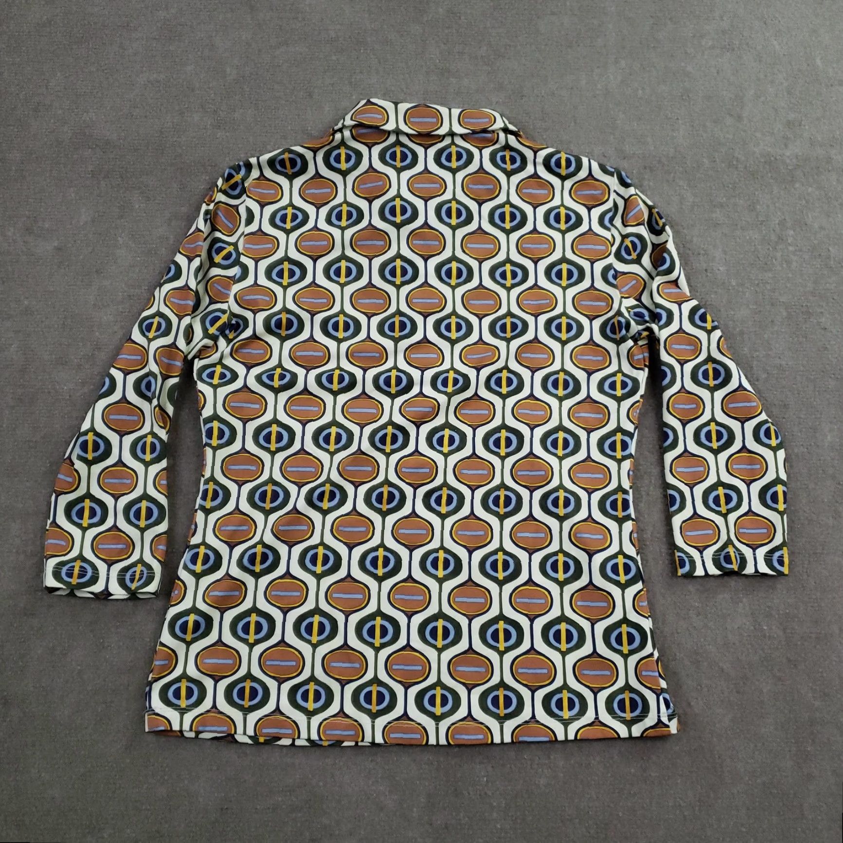 J.McLaughlin J McLaughlin Shirt Women Small Multicolor Geometric Print 3/4 Sleeve Top Stretch Size S / US 4 / IT 40 - 7 Thumbnail