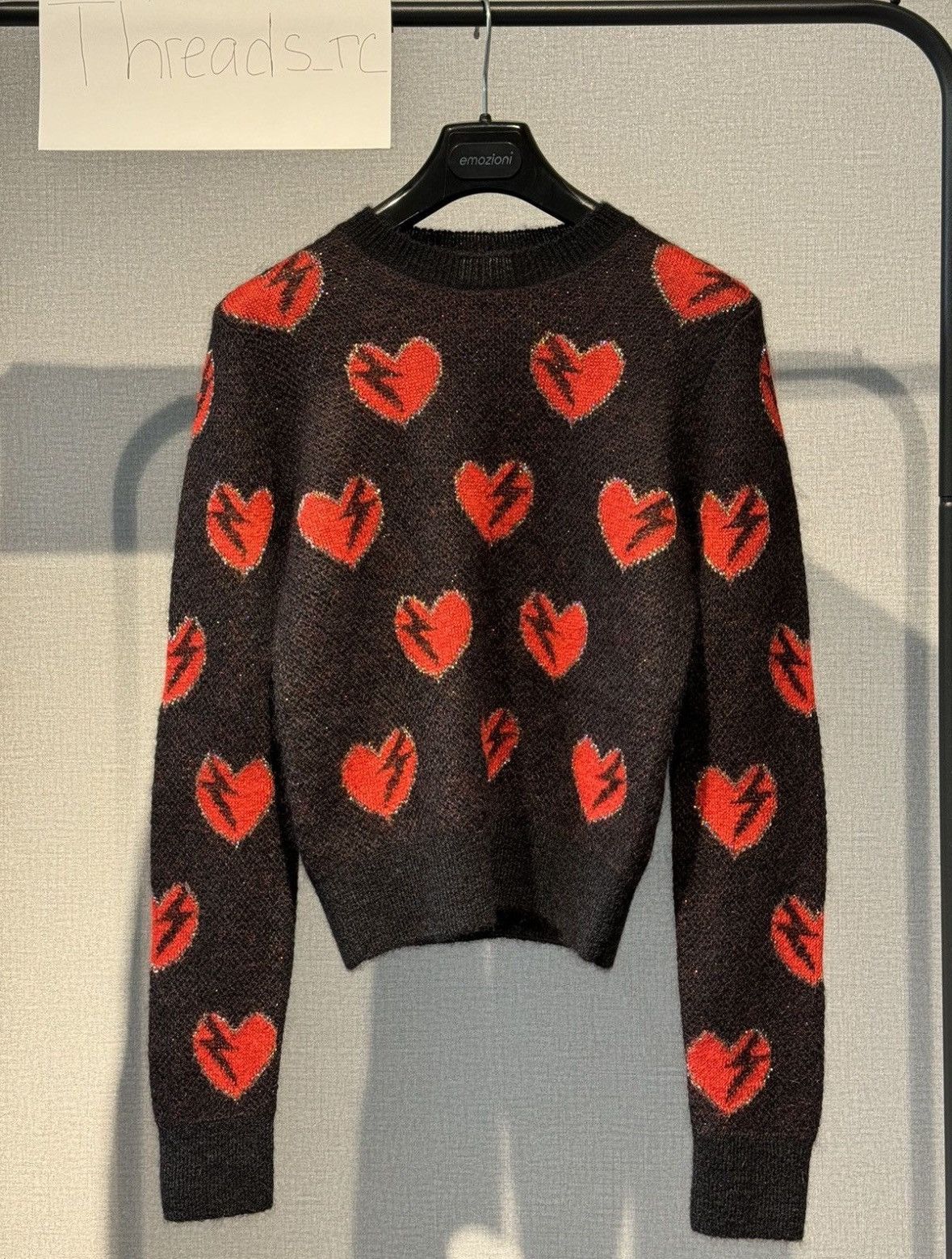 Saint Laurent Paris SAINT LAURENT BLACK HEART EMBROIDERED SWEATER Size S / US 4 / IT 40 - 2 Thumbnail