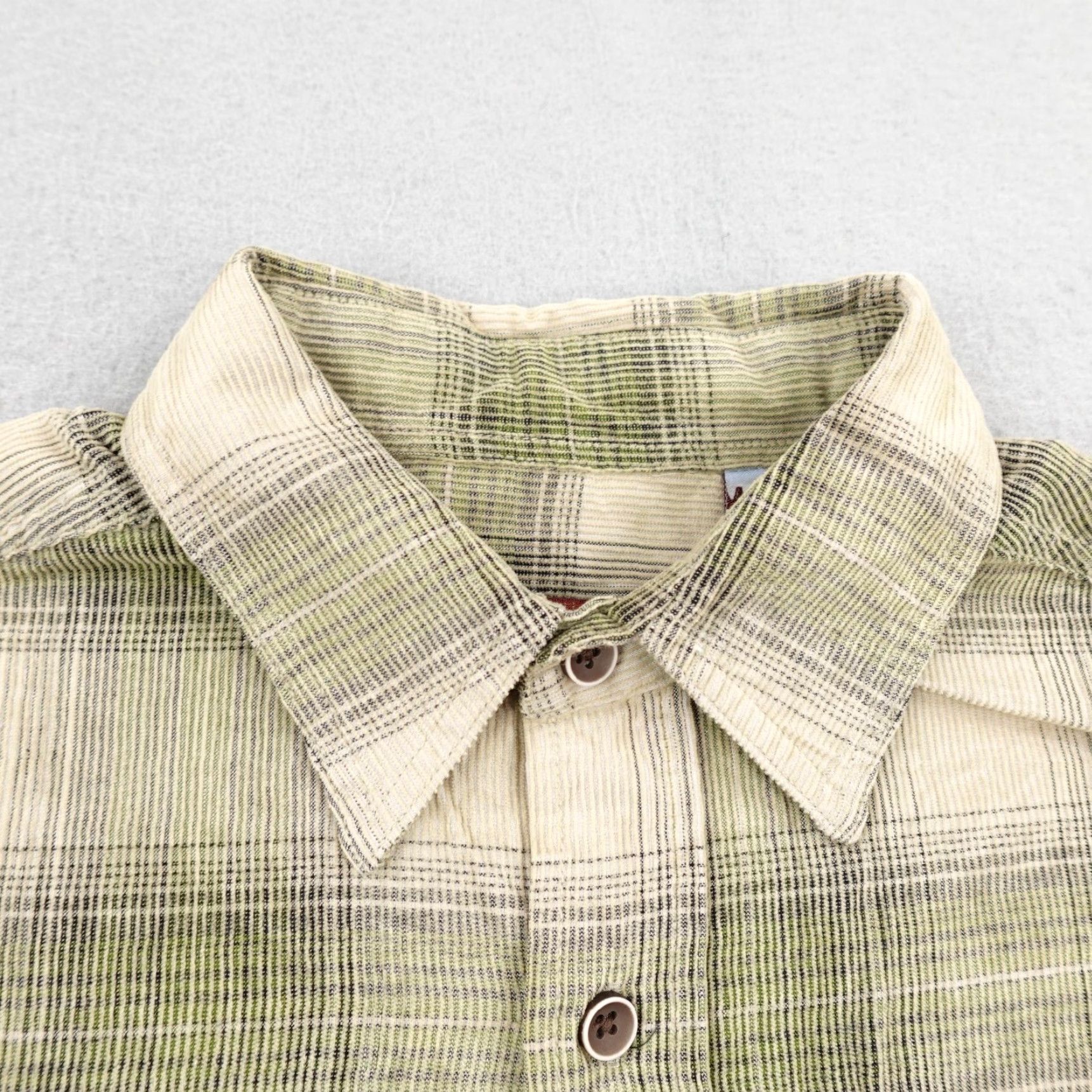 Scully Scully Shirt Men Medium Green Beige Plaid Corduroy Button Up Frontier Dress Casual Workwear Outdoors Mens Size US M / EU 48-50 / 2 - 2 Thumbnail