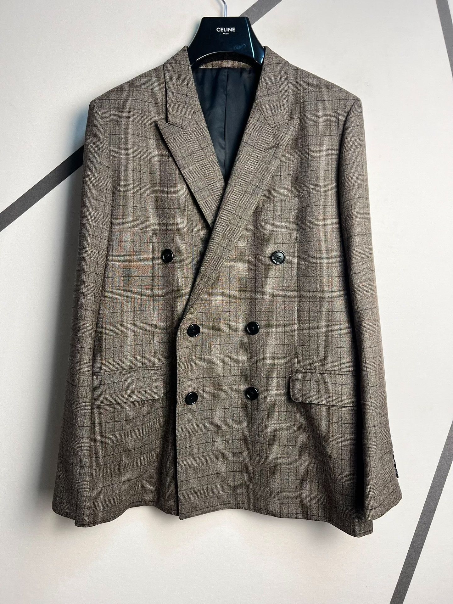 Celine Celine Brown Prince of Wales Wool Blazer Size US M / EU 48-50 / 2 - 1 Thumbnail