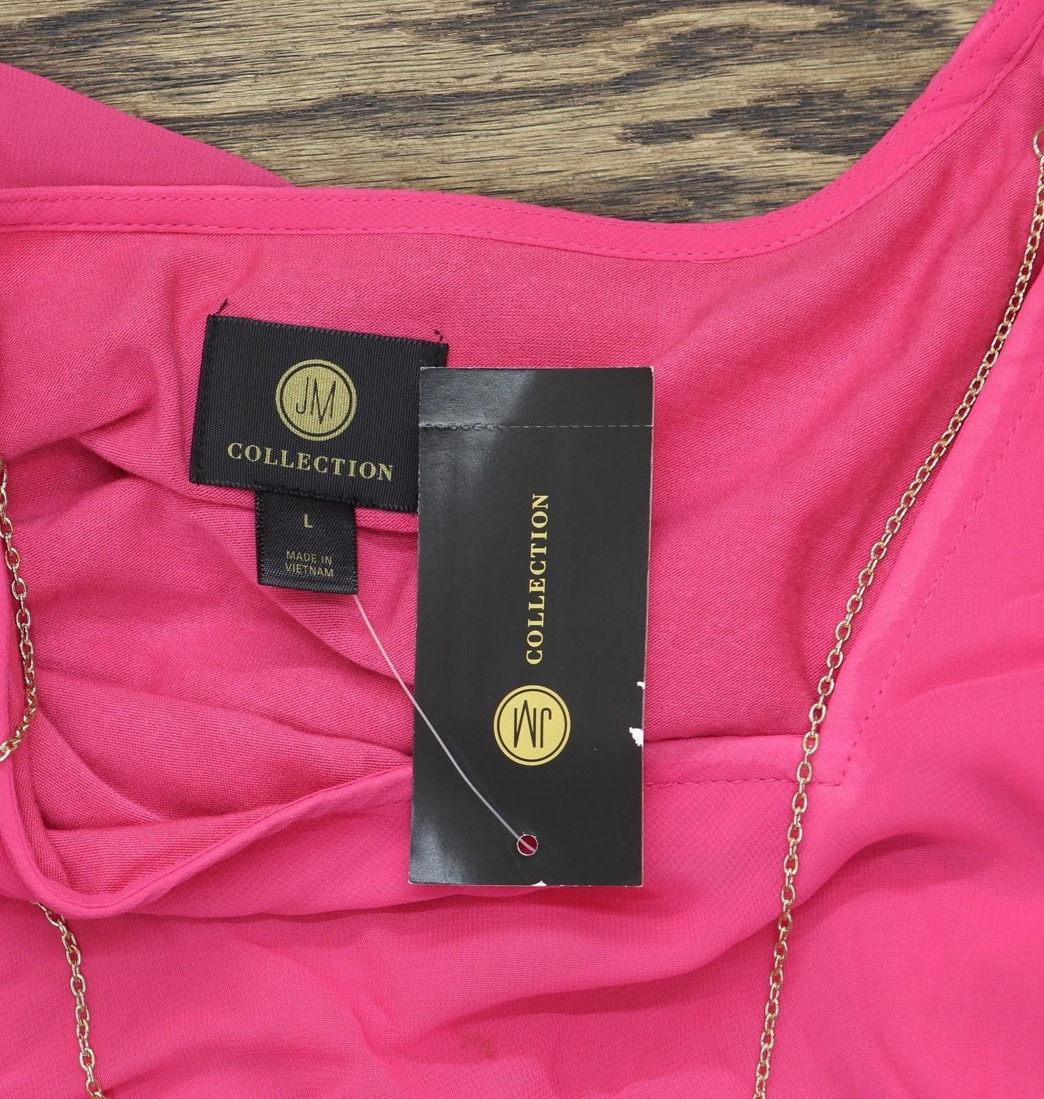 Other Jm Collection Woven Blouse With Necklace Top Fuchsia Pink L Size L / US 10 / IT 46 - 4 Thumbnail
