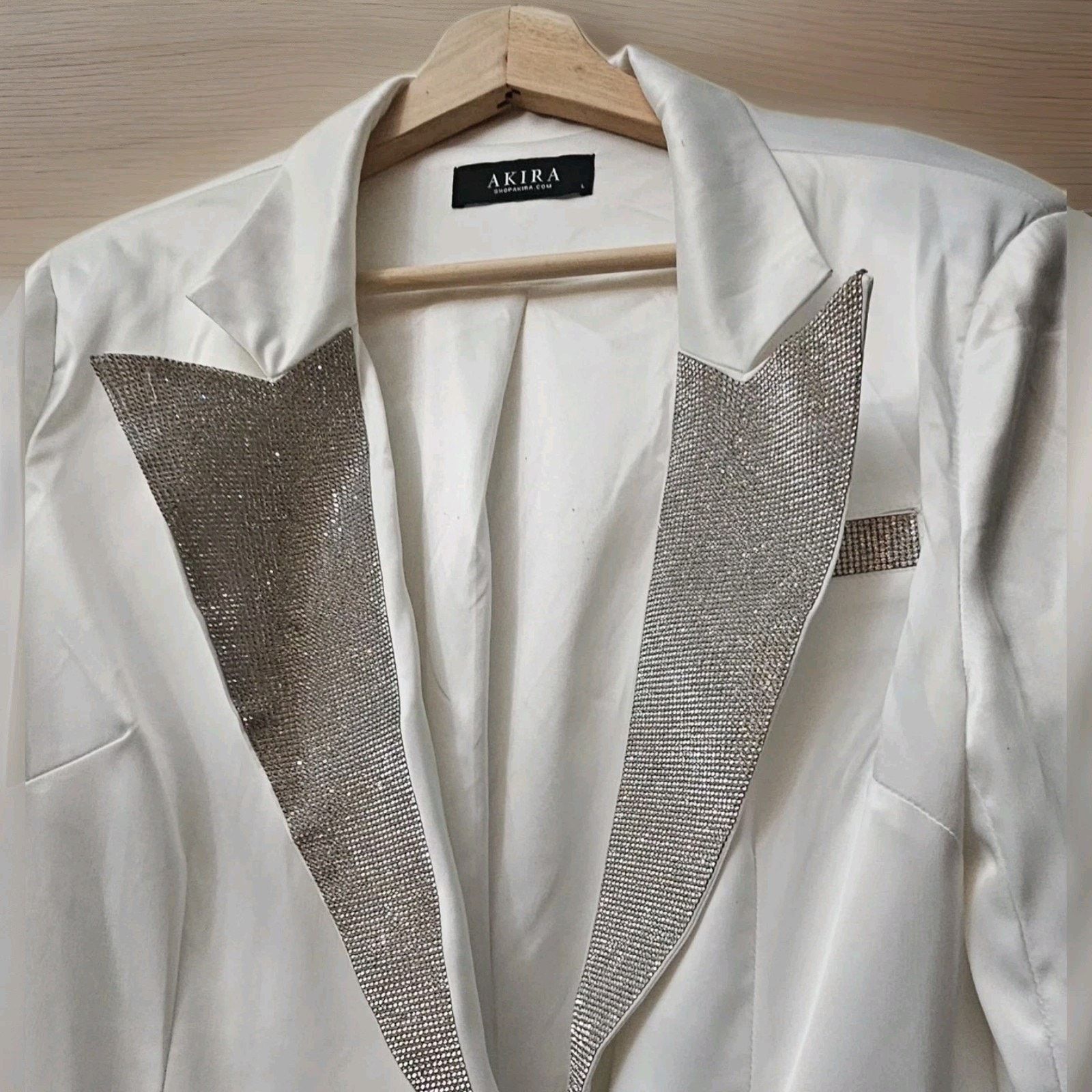 Other AKIRA Embellished Beaded Rhinestone Button Plazer Jacket L Size L / US 10 / IT 46 - 5 Thumbnail